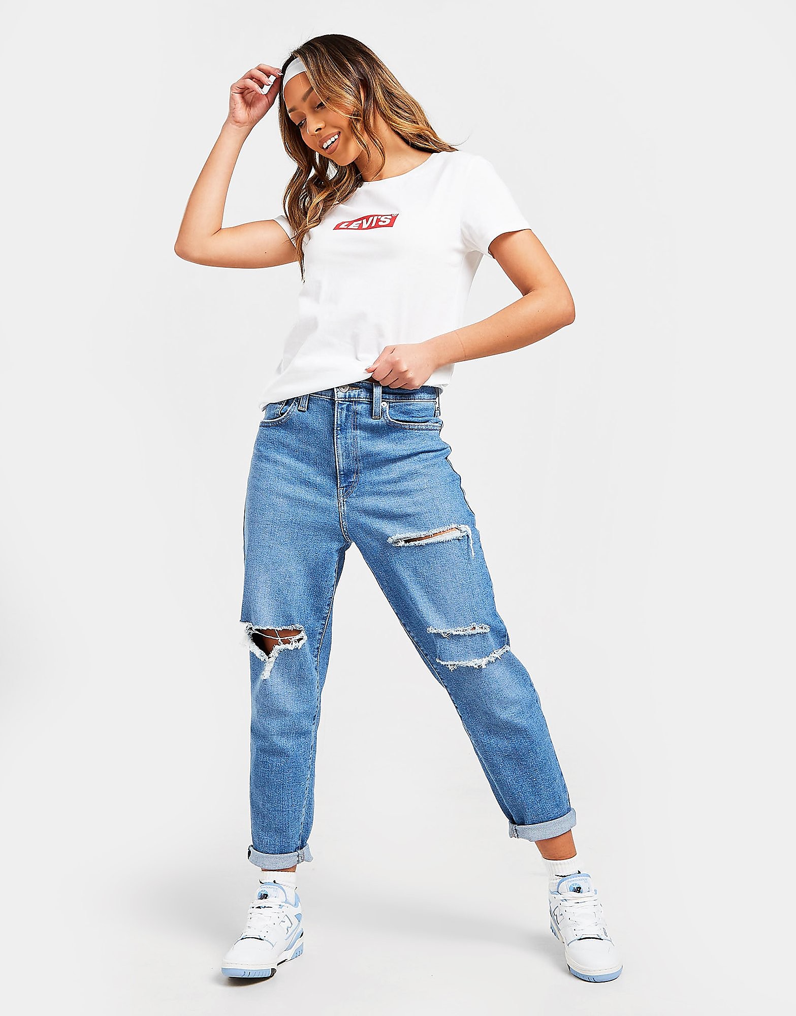 

Levis Mom Jeans Ripped - Blue - Womens, Blue