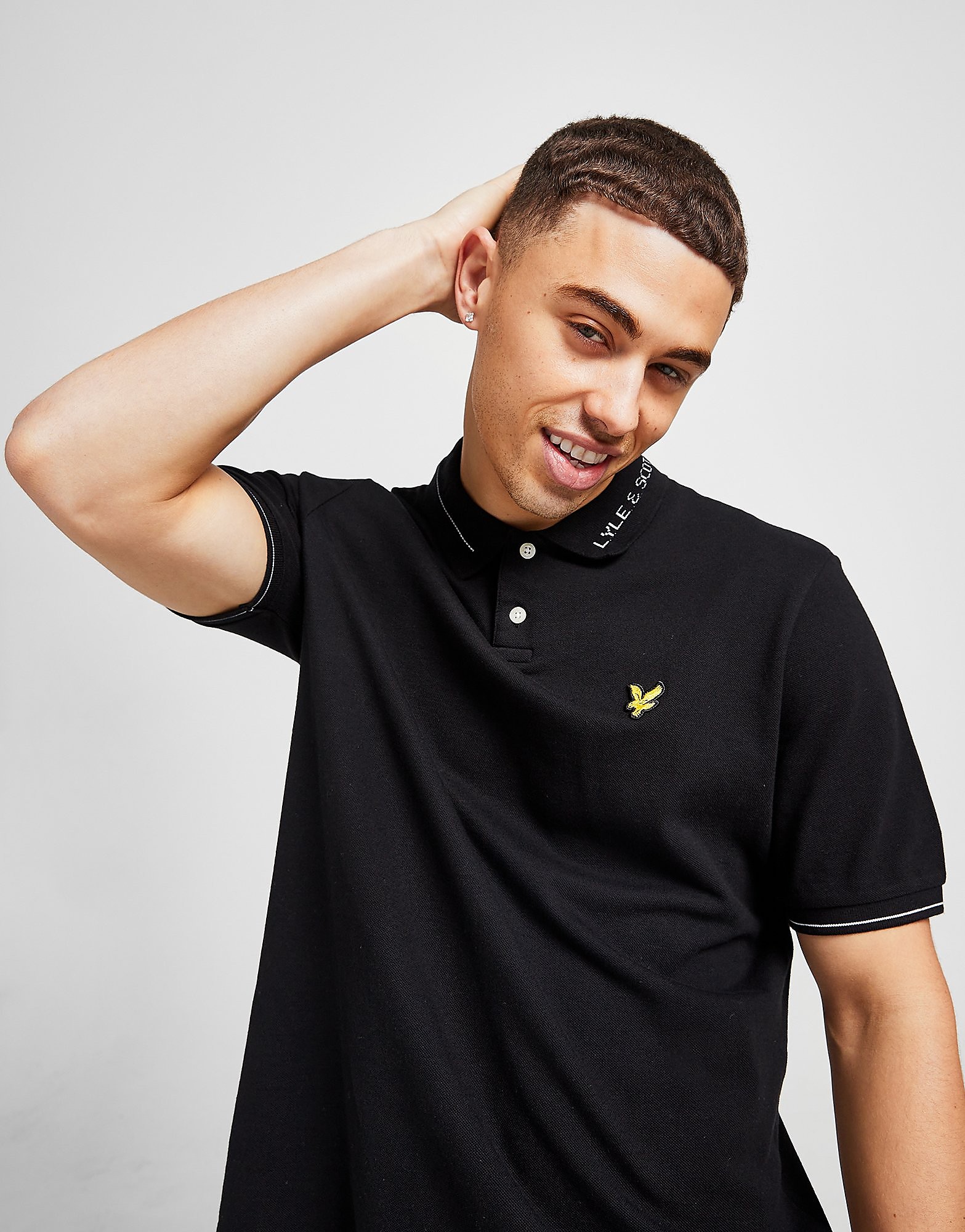 

Lyle & Scott Lined Collar Polo Shirt - Black - Mens, Black