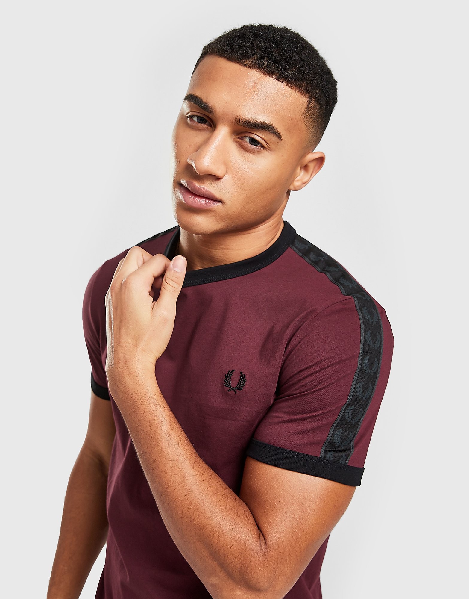 

Fred Perry Tonal Taped Ringer T-Shirt - Red - Mens, Red