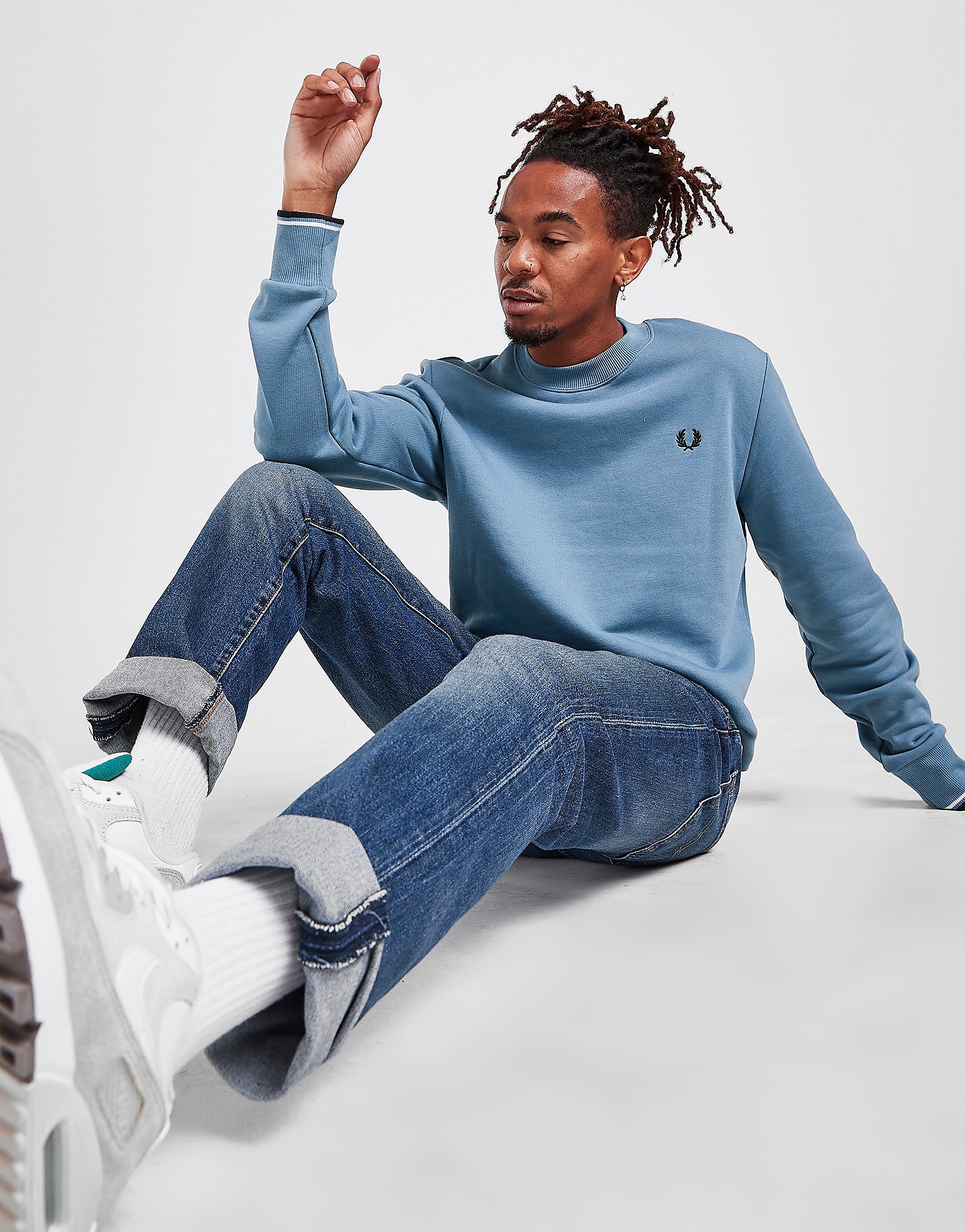 

Fred Perry Twin Tipped Crew Neck Sweatshirt - Only at JD - Blue - Mens, Blue