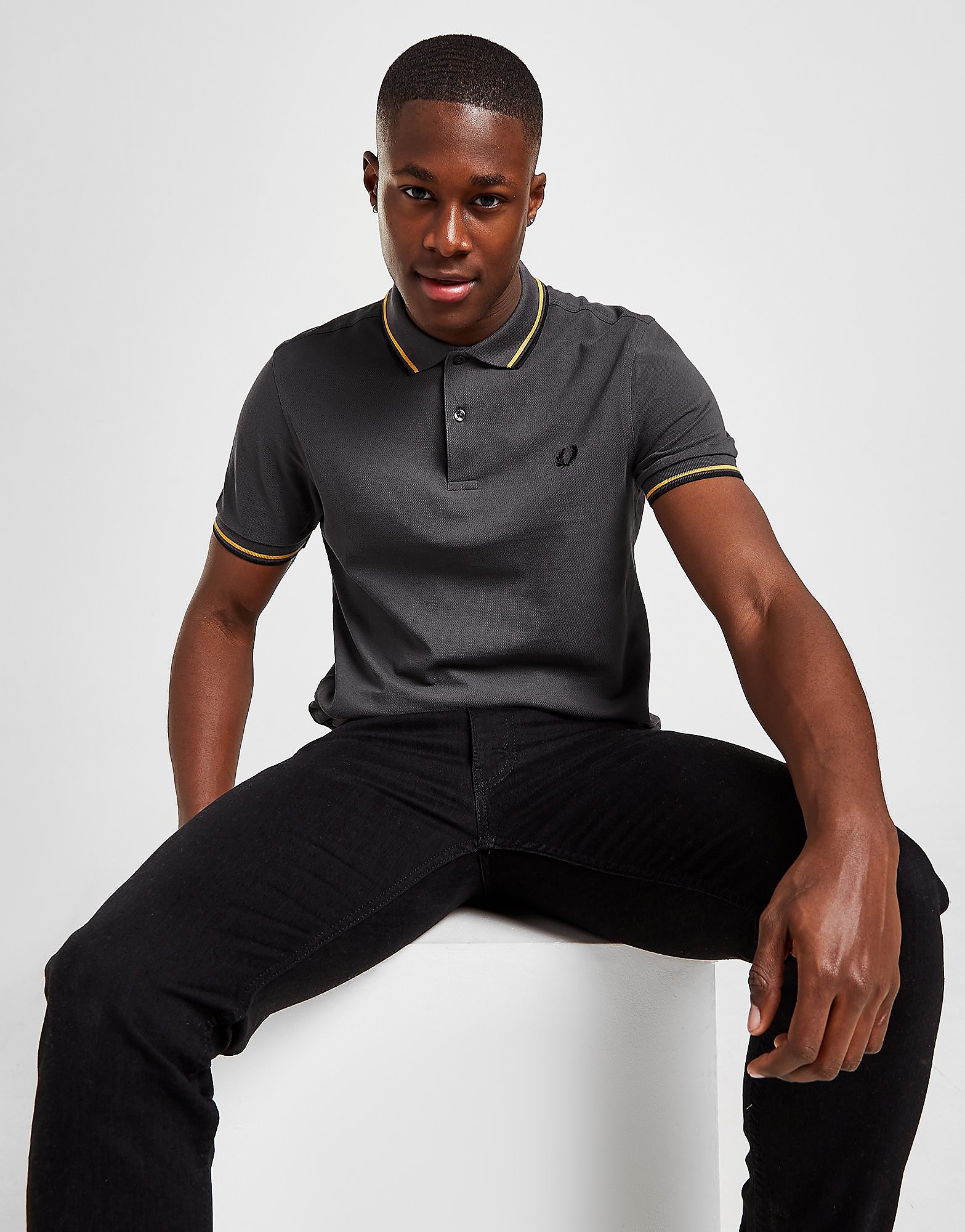 Fred Perry Twin Tipped Polo Shirt - Grey - Mens, Grey