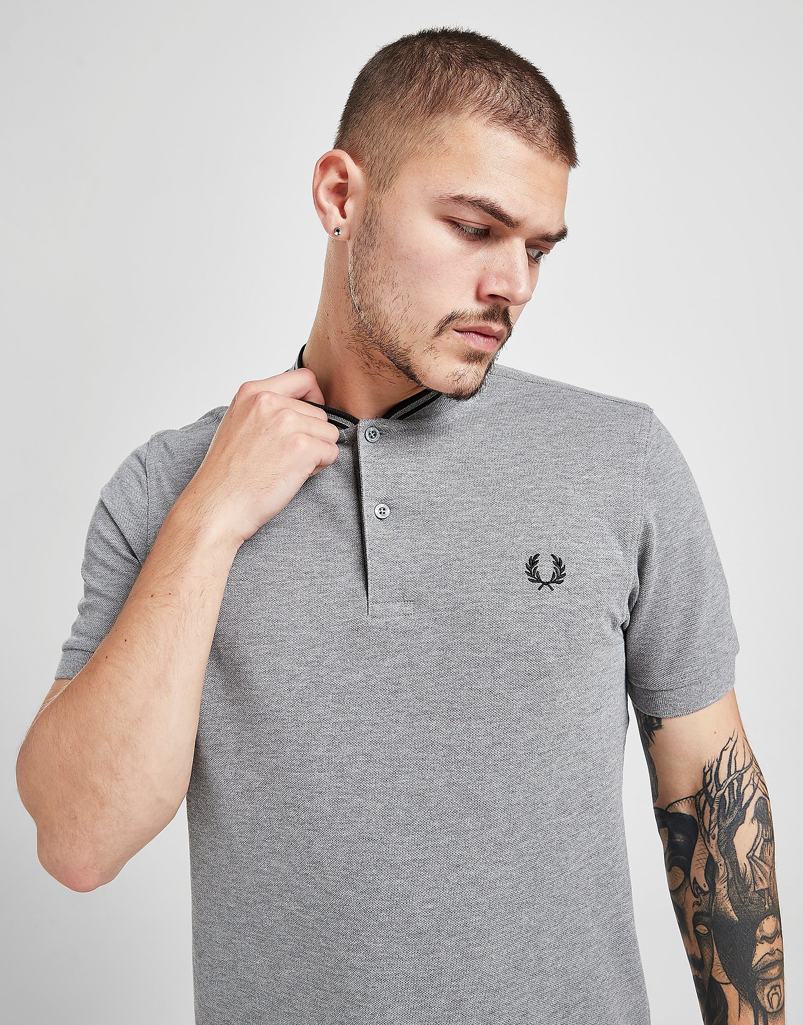 

Fred Perry Bomber Collar Polo Shirt - Grey - Mens, Grey