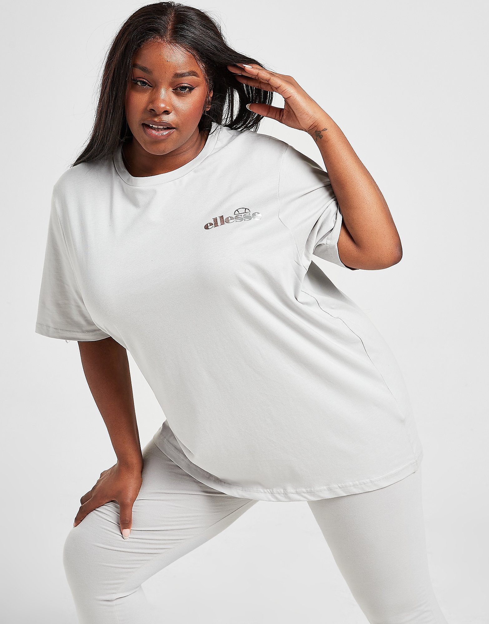 Ellesse Plus Size Logo Boyfriend T-Shirt - Only at JD - Grey - Womens, Grey