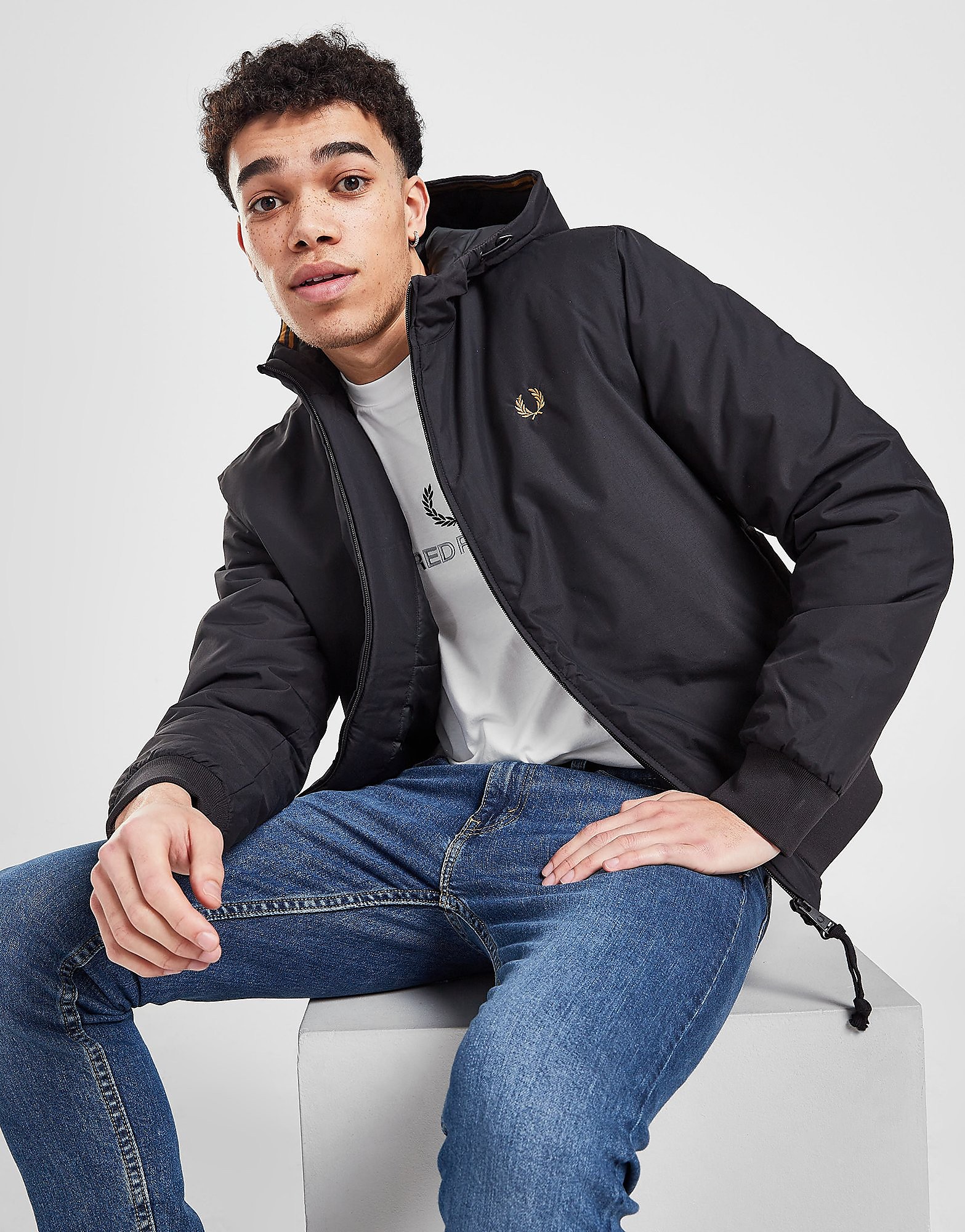 

Fred Perry Hooded Brentham Lightweight Jacket - Black - Mens, Black