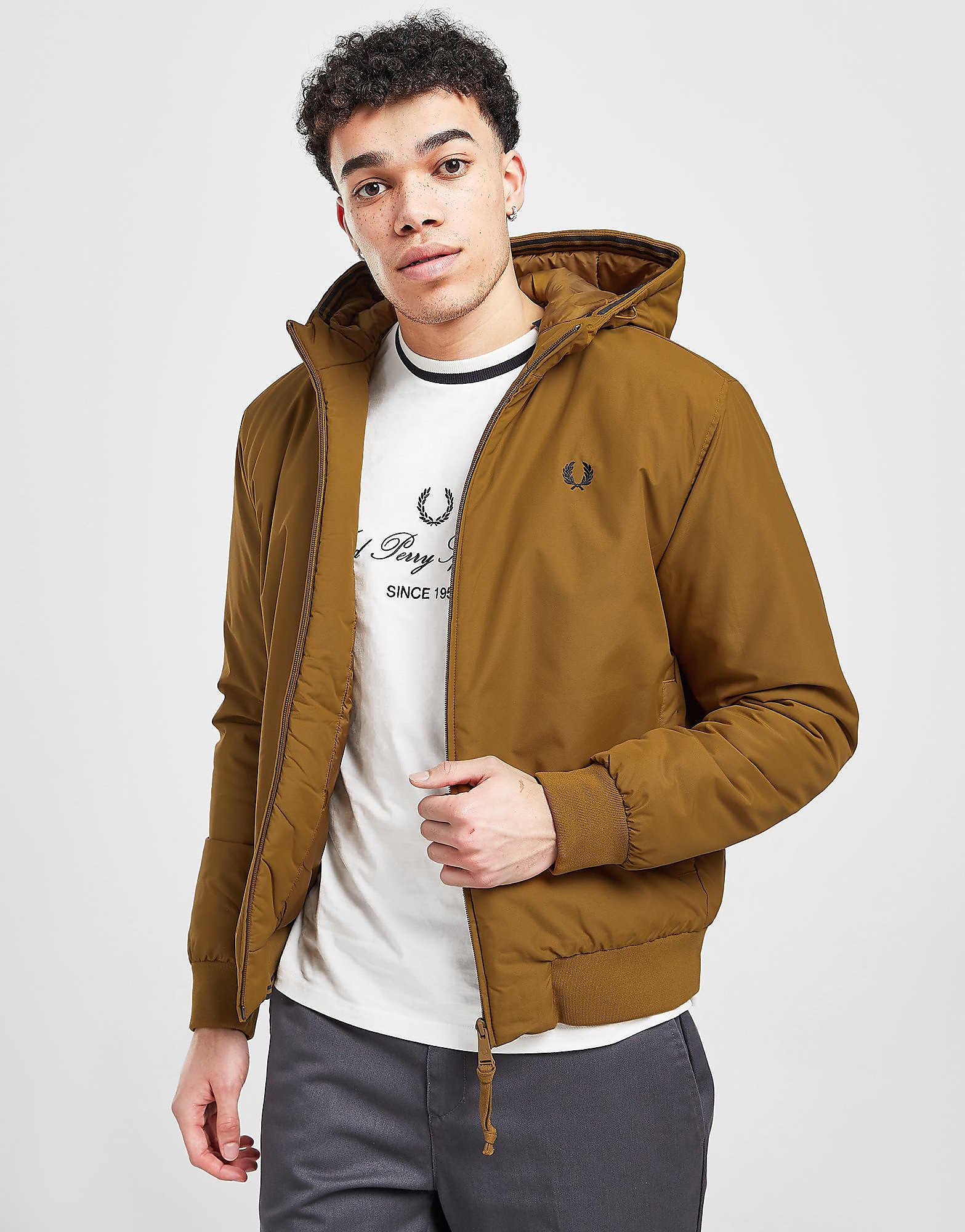 

Fred Perry Hooded Brentham Lightweight Jacket - Brown - Mens, Brown