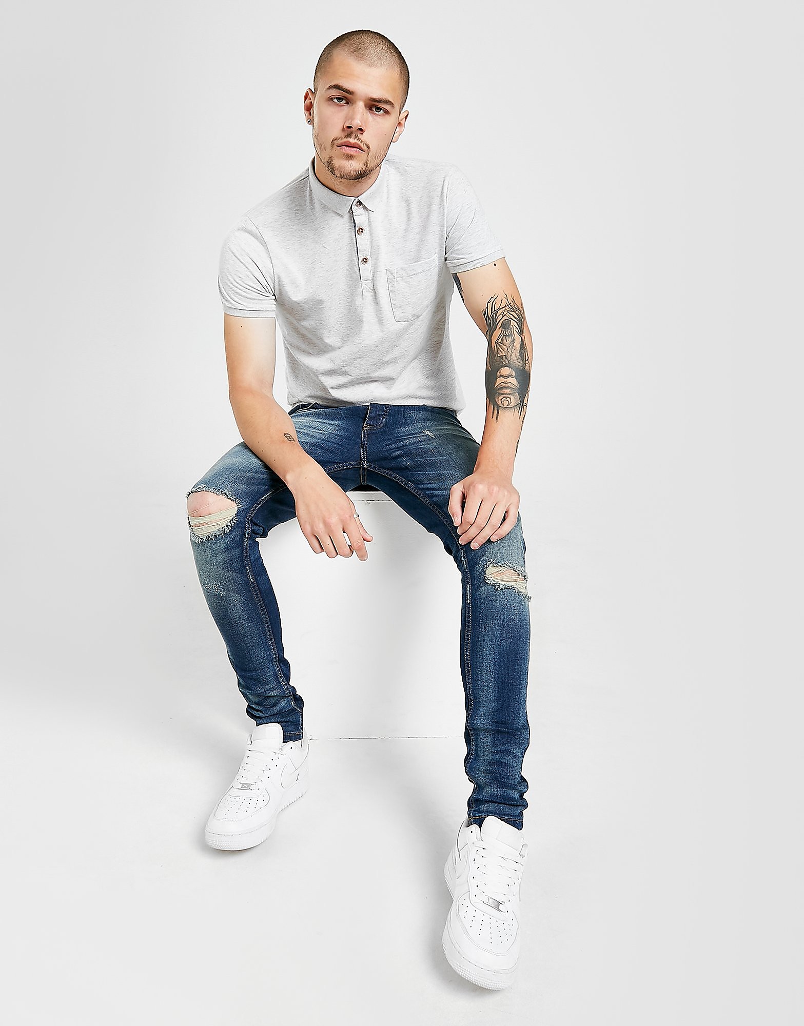 

Brave Soul Skinny Distressed Faded Jeans - Blue - Mens, Blue