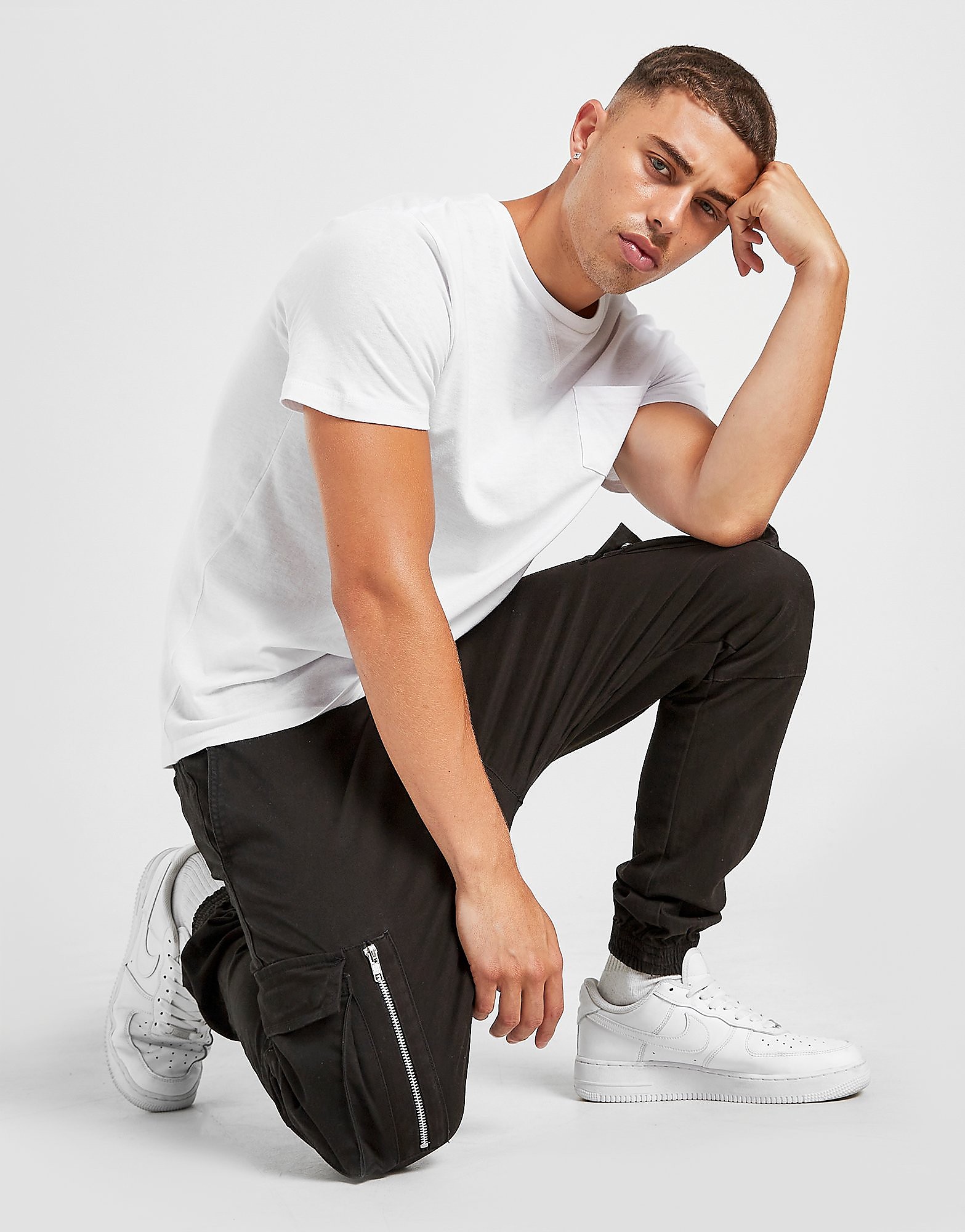 

Brave Soul Twill Thigh Zip Cargo Pants - Black - Mens, Black