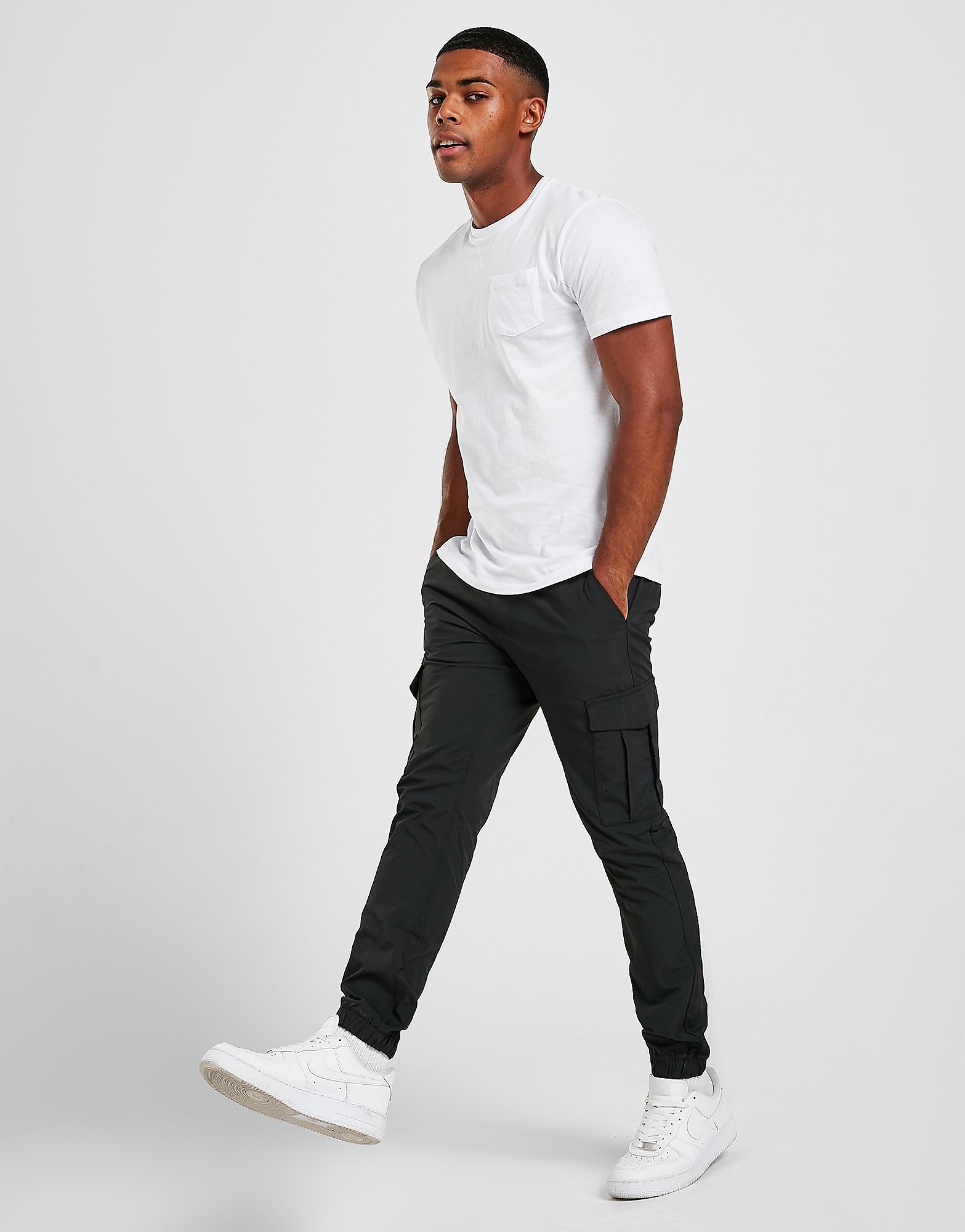

Brave Soul Cuffed Taslan Cargo Pants - Black, Black