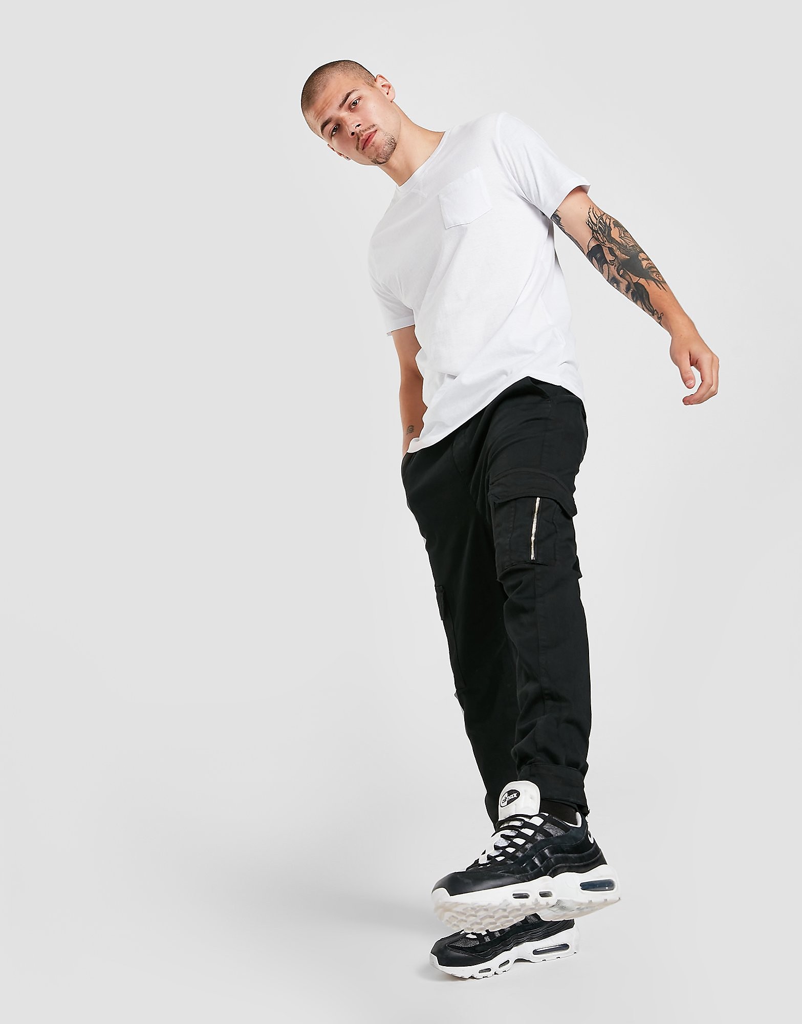 

Brave Soul Twill Side Pocket Cargo Pants - Black - Mens, Black