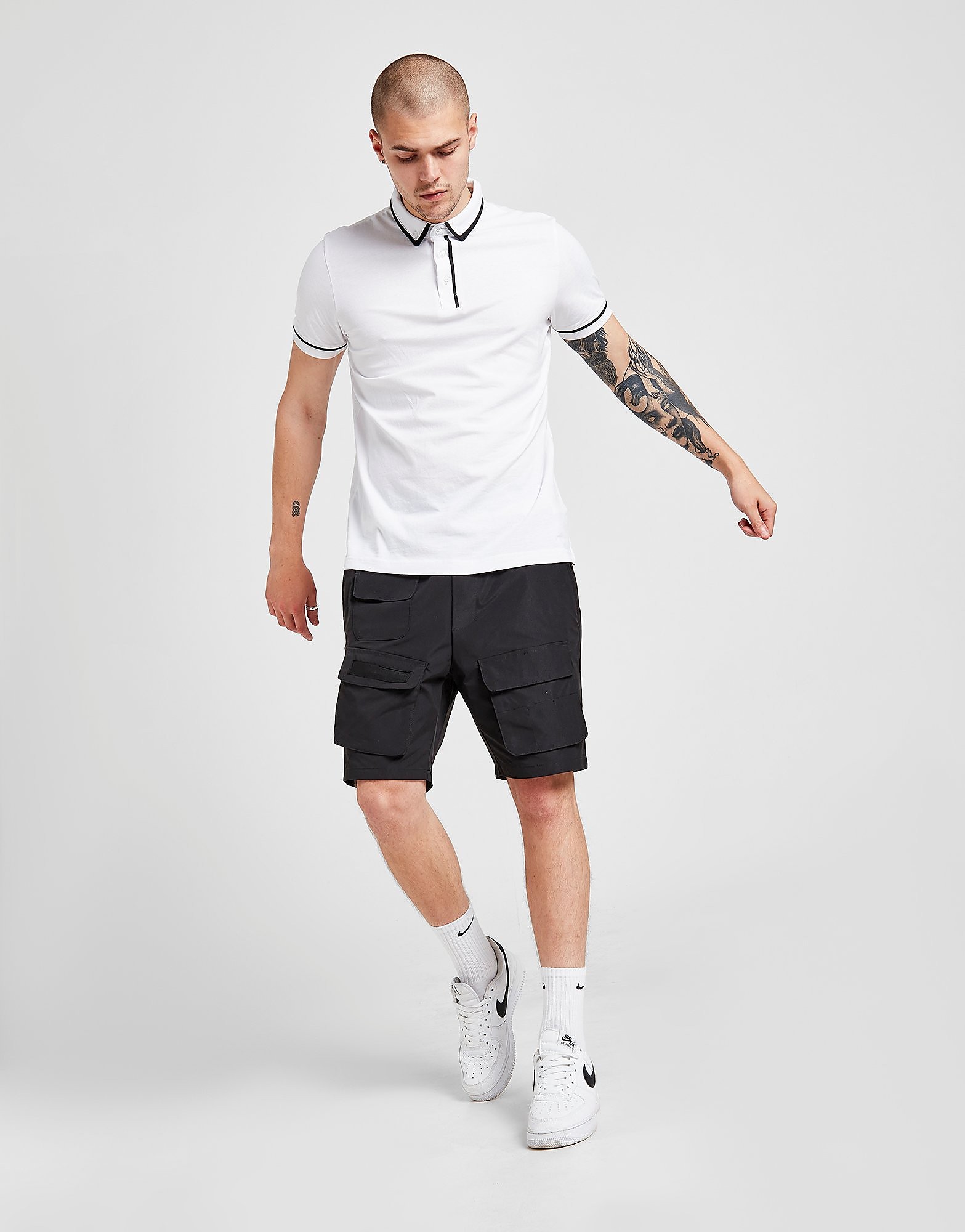 Brave Soul Multi Pocket Combat Shorts - Black - Mens, Black