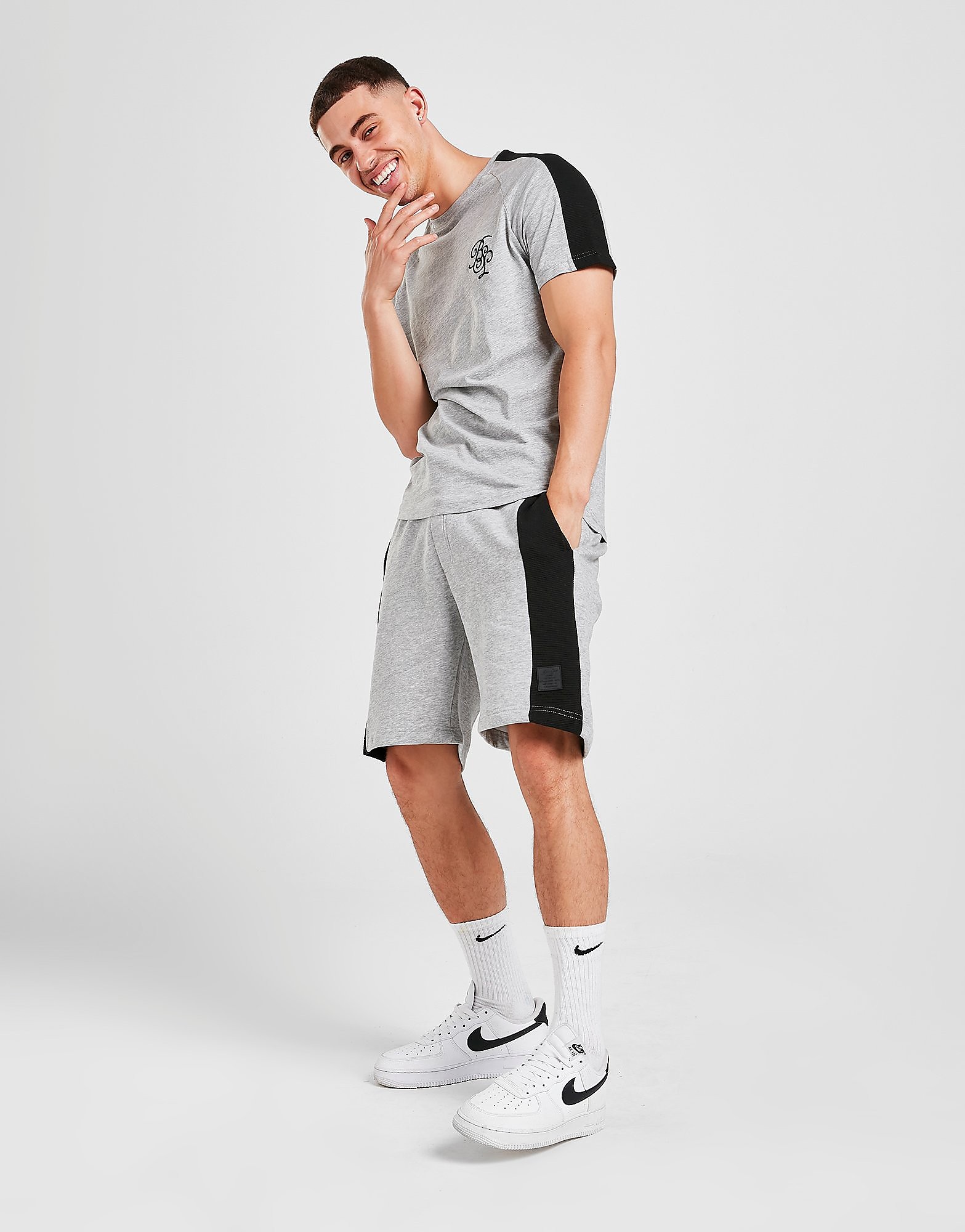Brave Soul Colour Block Twin Set - Grey - Mens, Grey