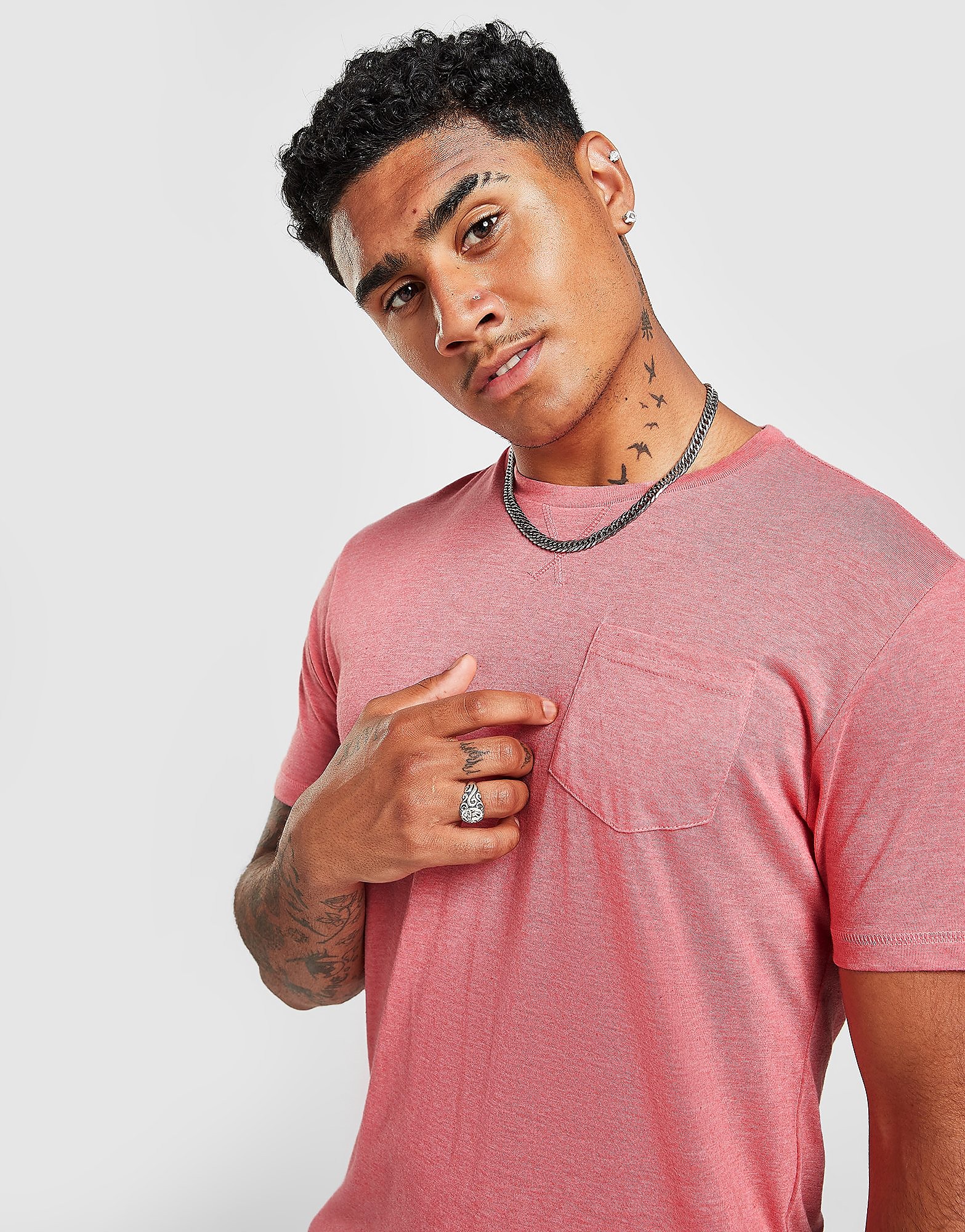 

Brave Soul Pocket T-Shirt - Pink - Mens, Pink