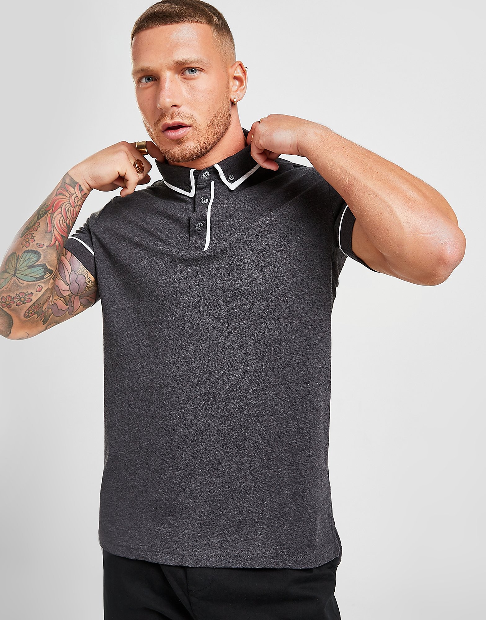 

Brave Soul Core Tip Polo Shirt - Grey - Mens, Grey