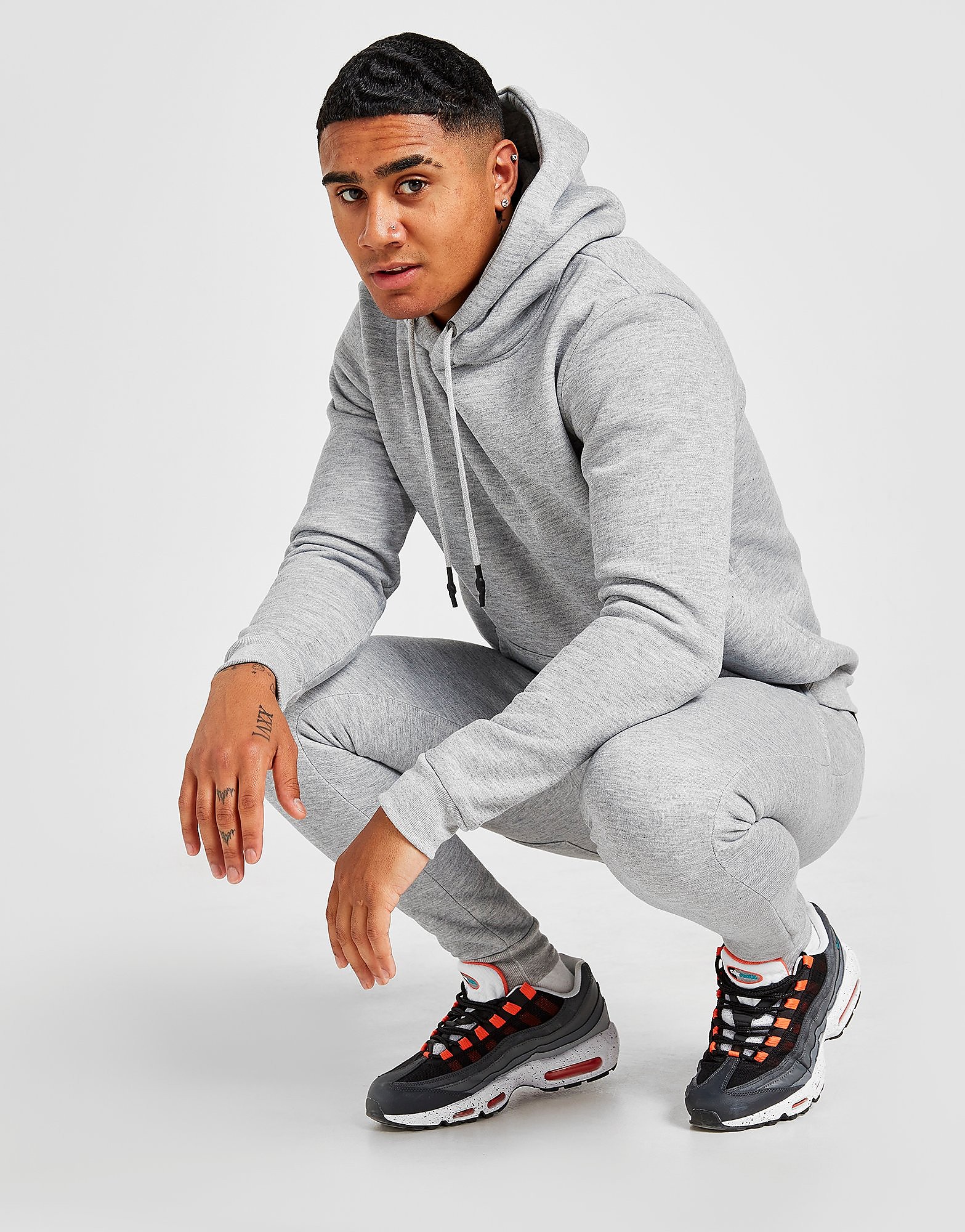 

Brave Soul Overhead Hooded Fleece Tracksuit - Grey - Mens, Grey