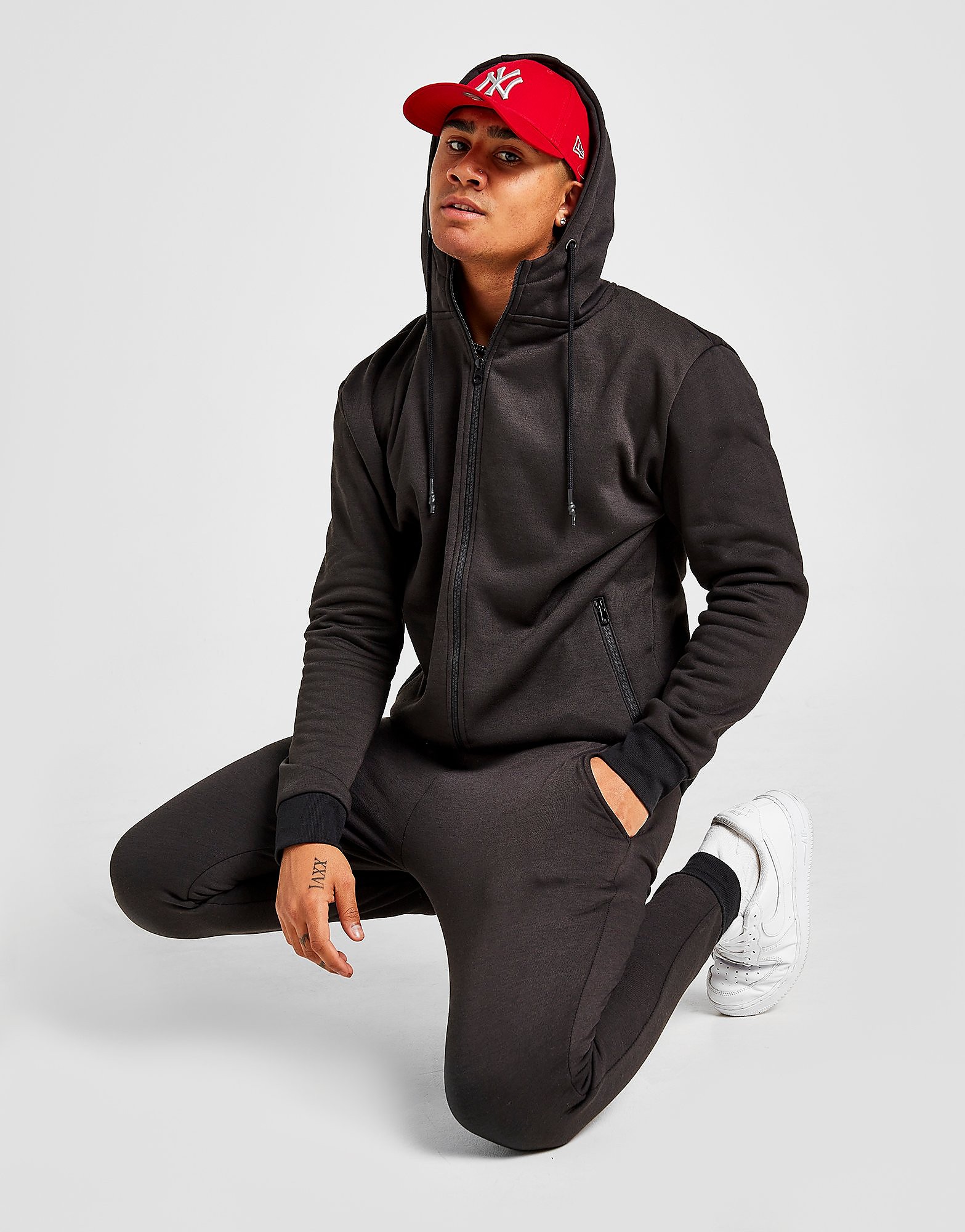 

Brave Soul Full Zip Hooded Fleece Tracksuit - Black - Mens, Black