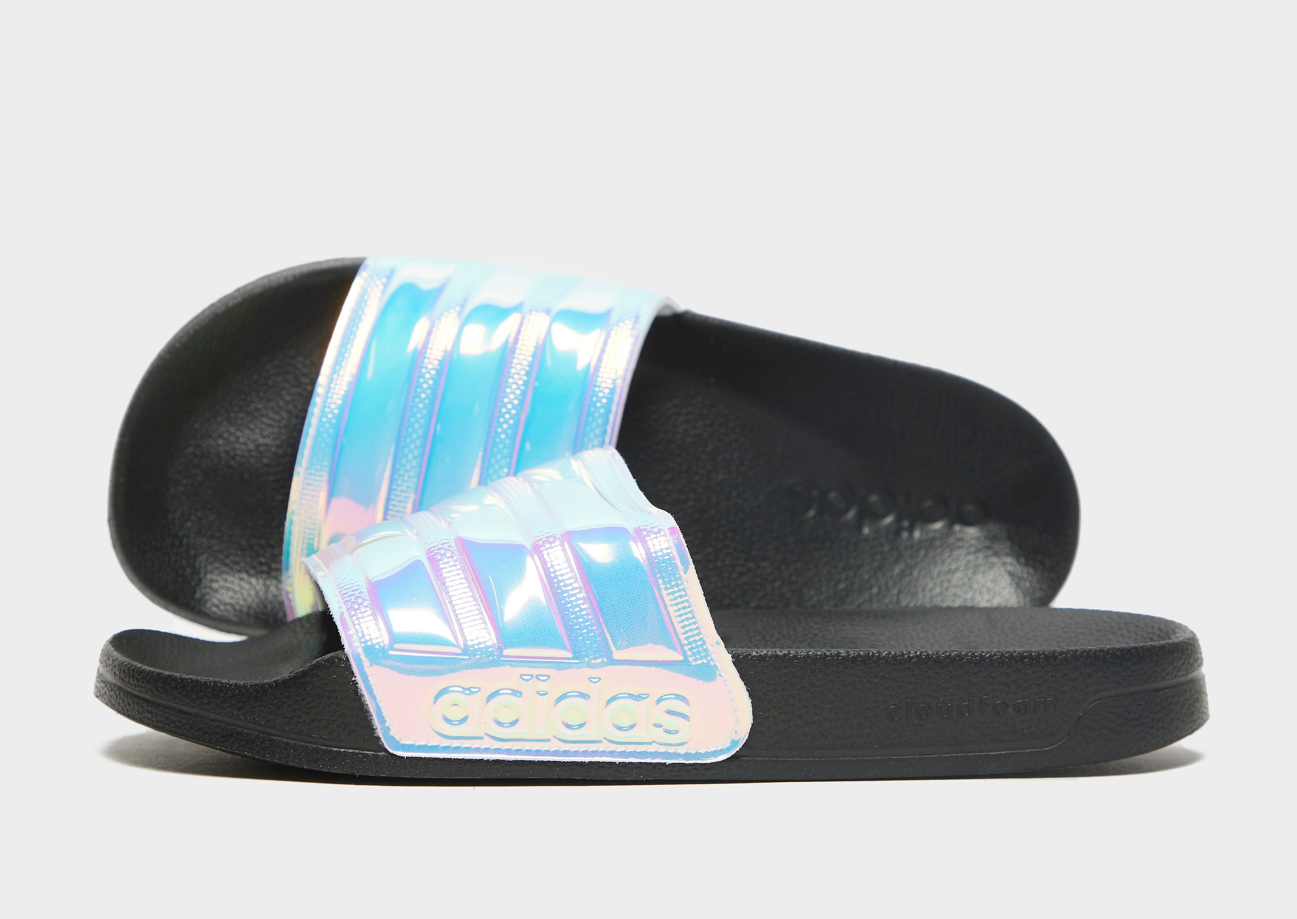 

adidas Adilette Shower Slides Women's - Core Black / Iridescent / Core Black, Core Black / Iridescent / Core Black