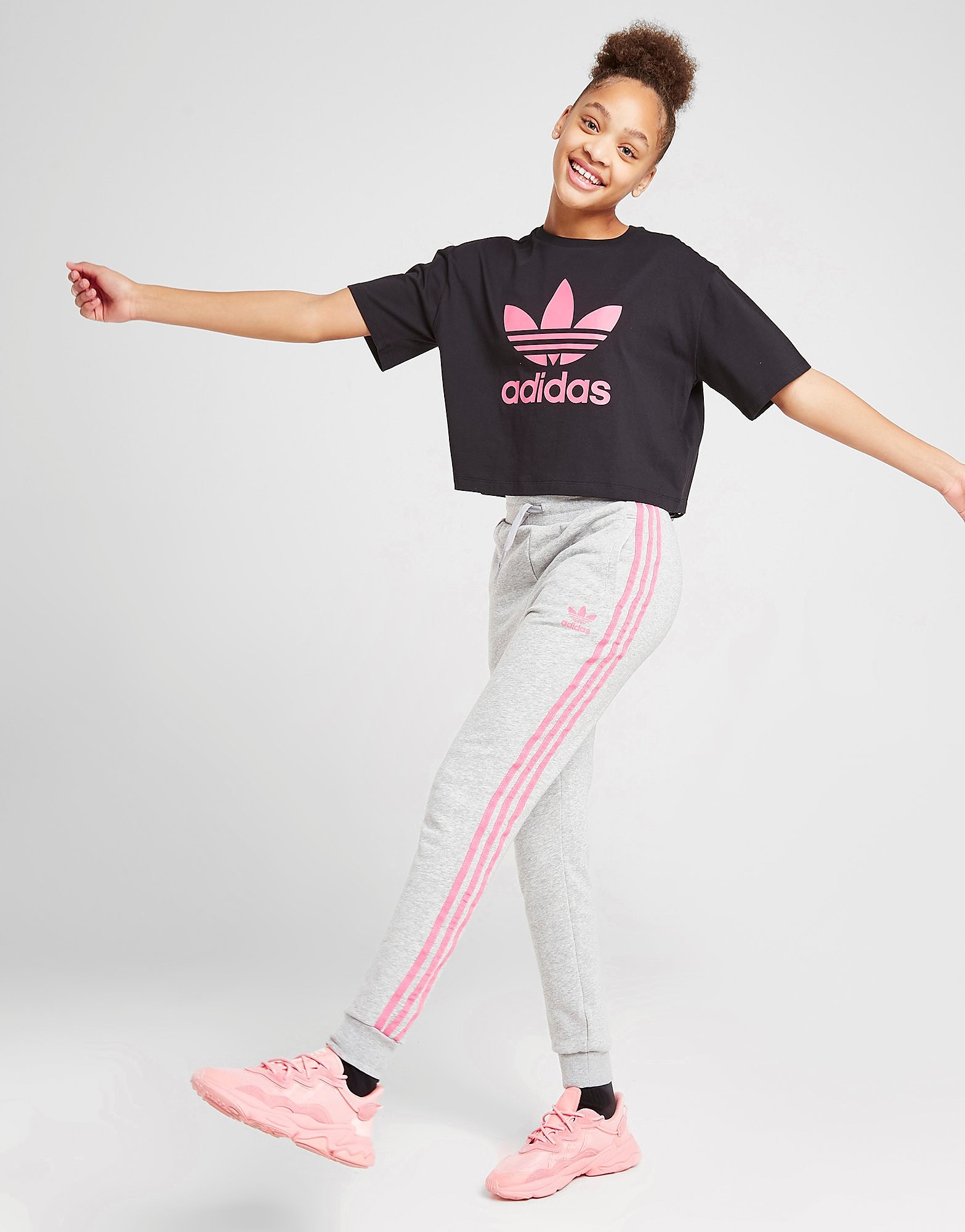 

adidas Originals Girls' 3-Stripes Joggers Junior - Grey - Kids, Grey