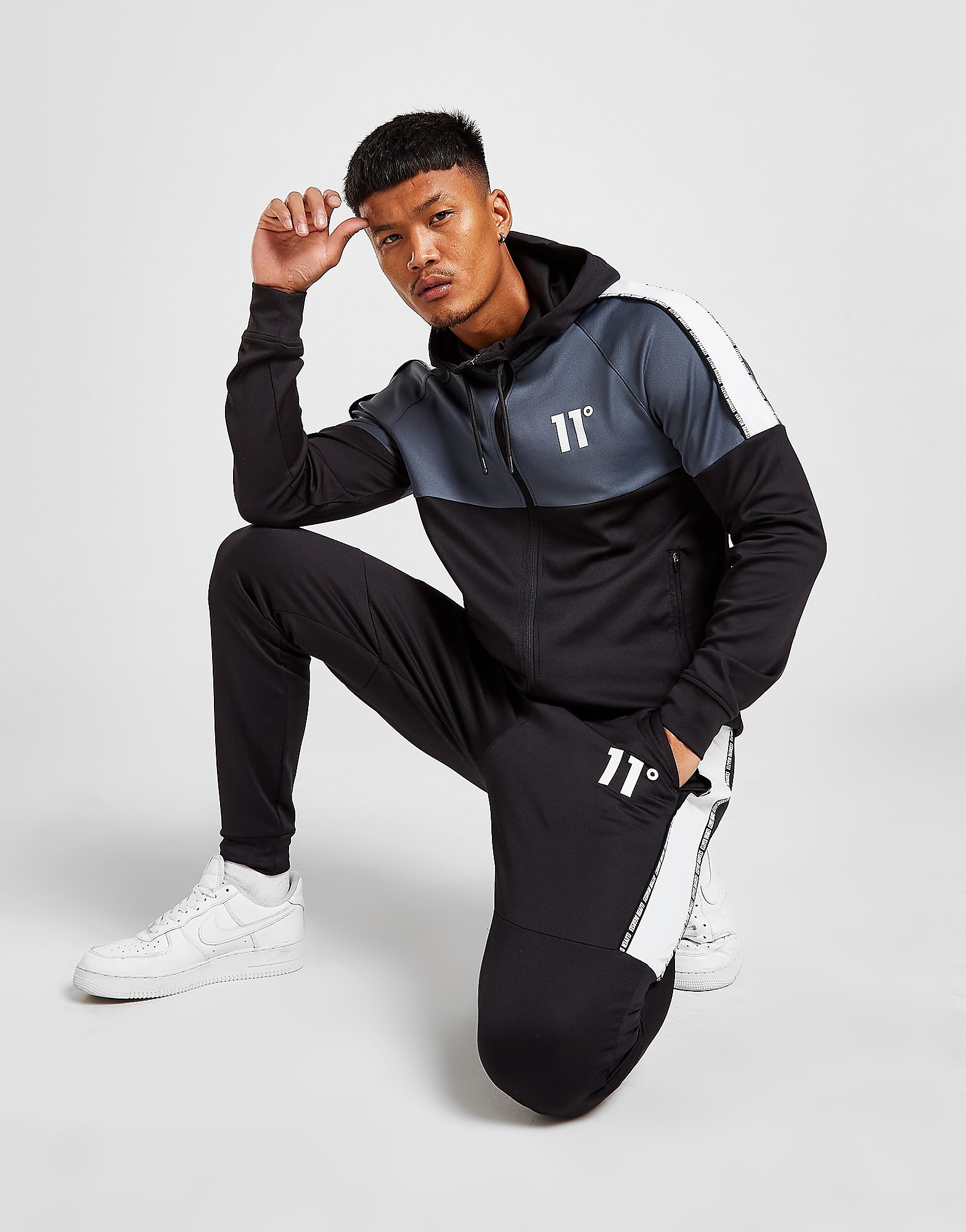 11 Degrees Poly Tape Track Pants - Black - Mens, Black