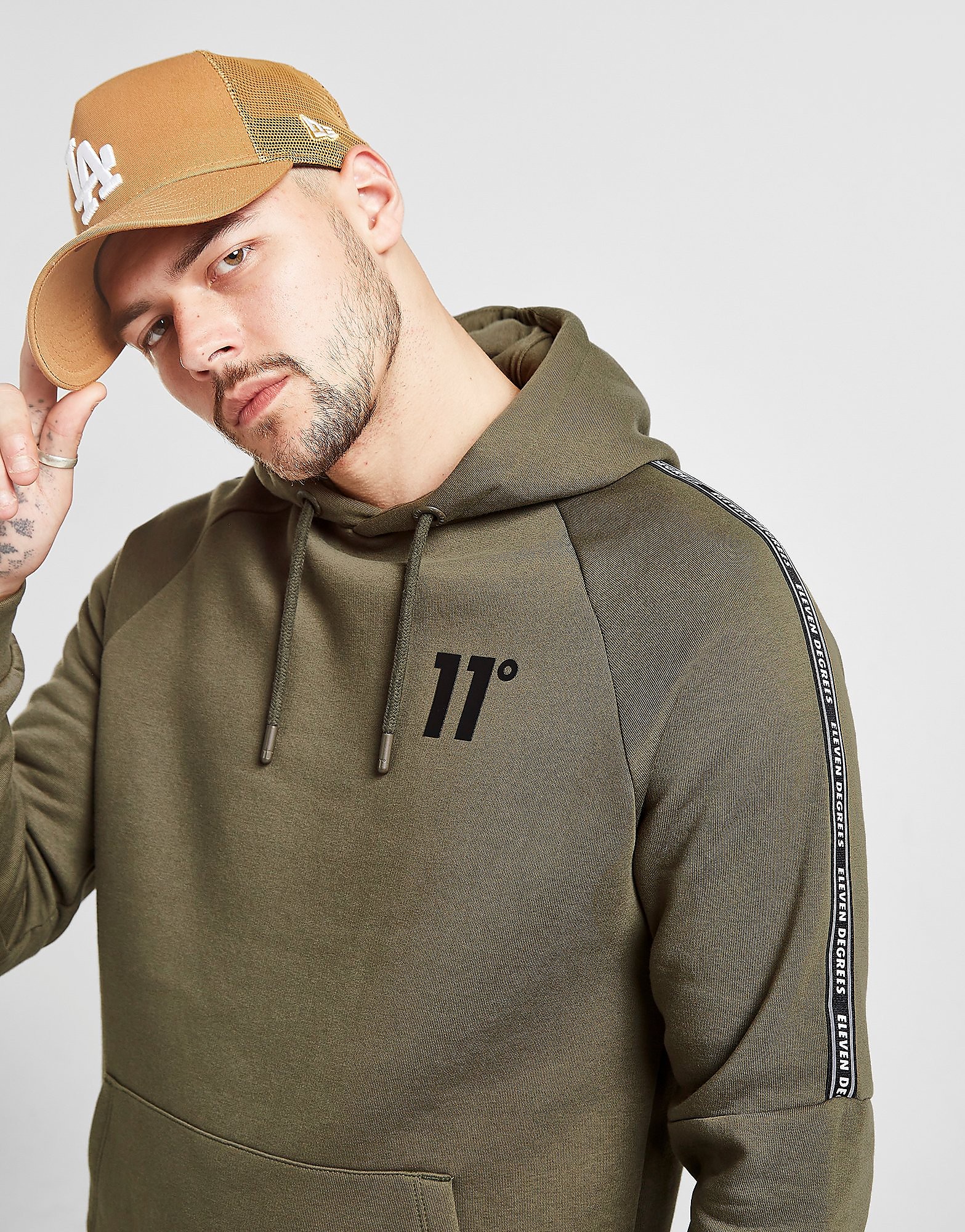 

11 Degrees Tape Hoodie - Green - Mens, Green