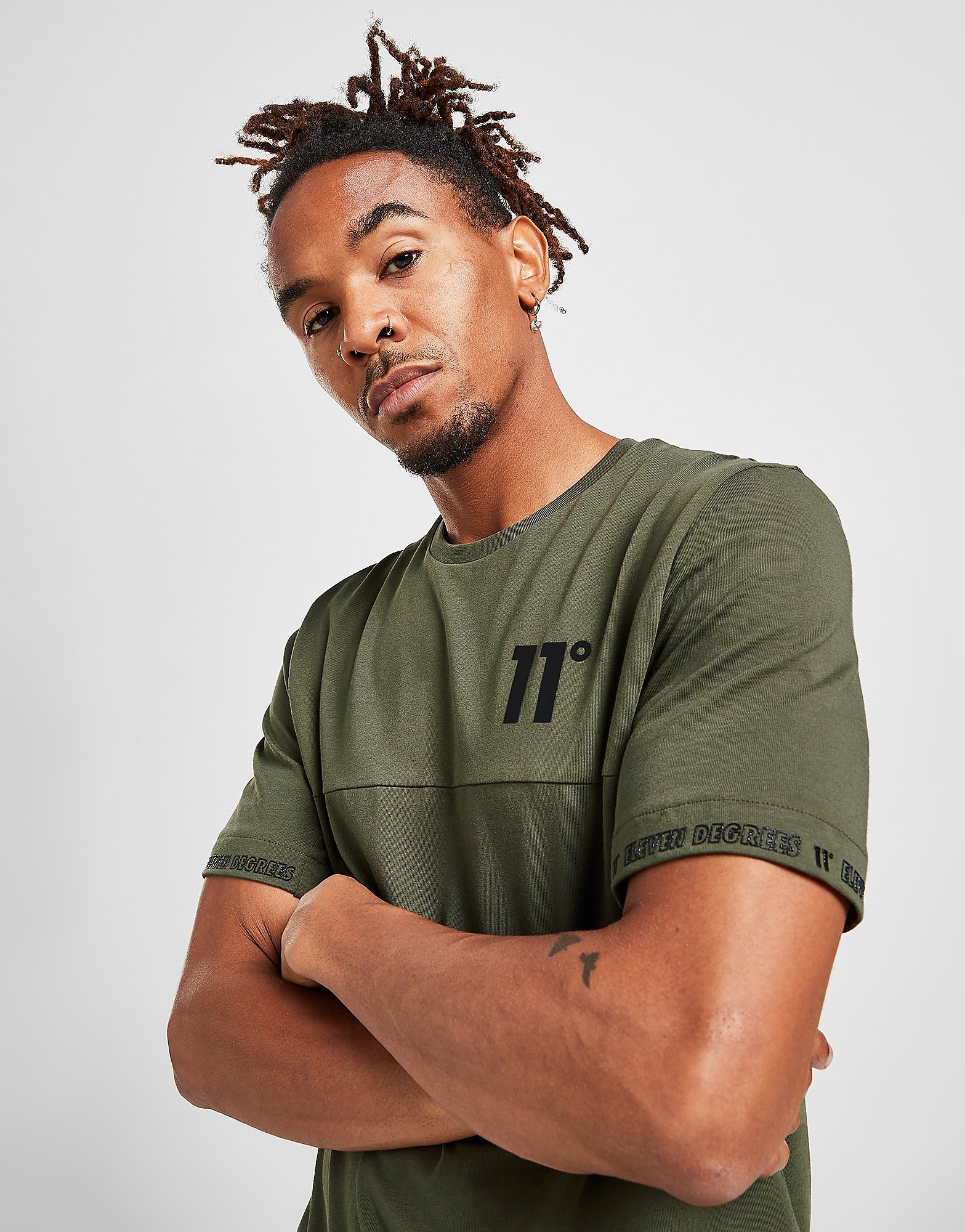 

11 Degrees Tape T-Shirt - Green - Mens, Green