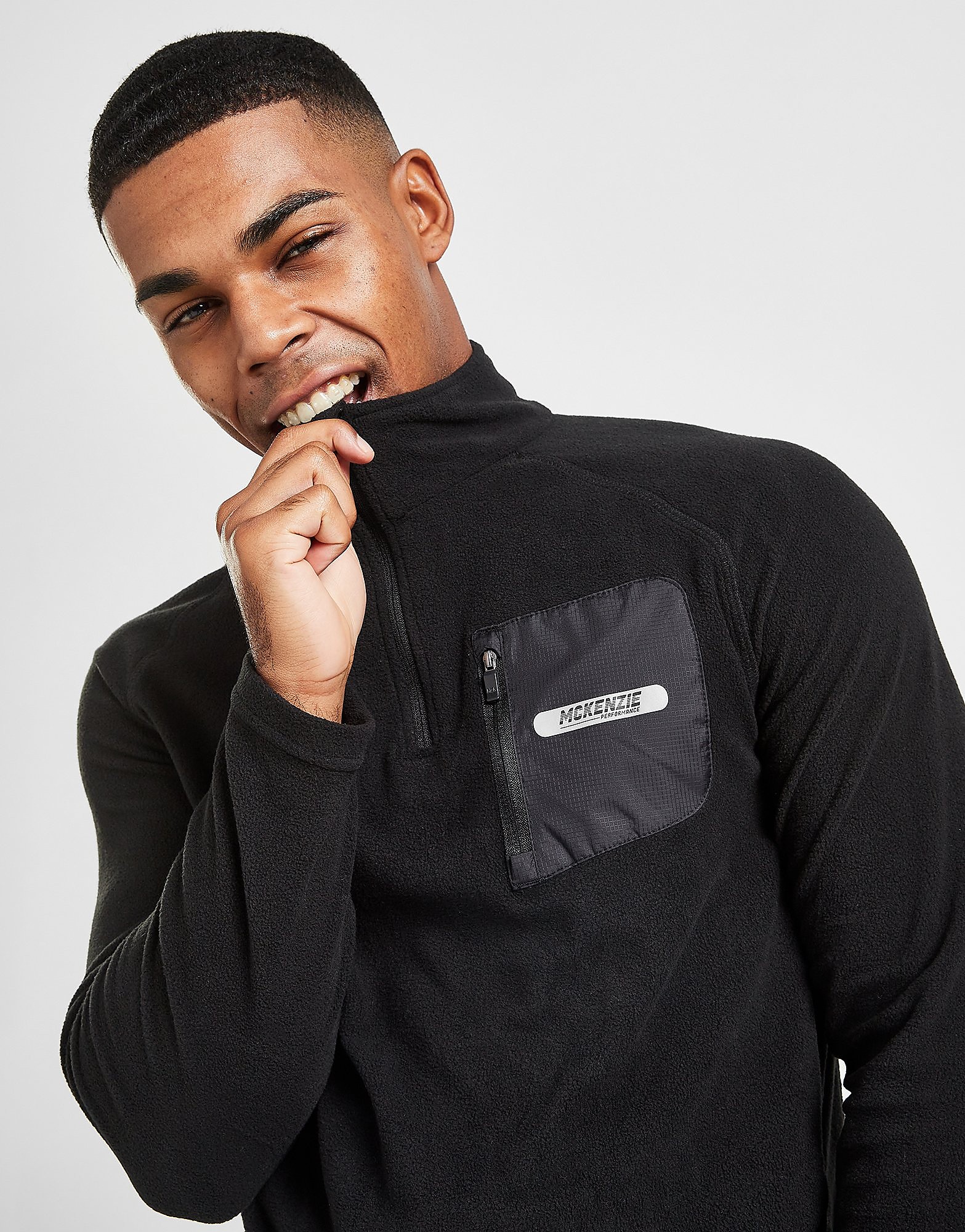 

McKenzie Pace Microfleece 1/4 Zip Track Top - Only at JD - Black - Mens, Black