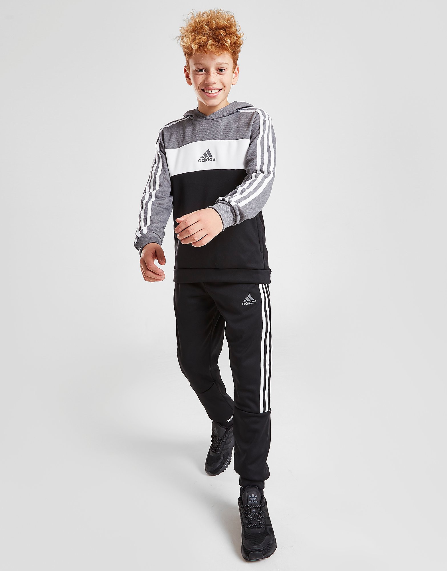 

adidas Mixed Fabric Overhead Tracksuit Junior - Only at JD - Black - Kids, Black