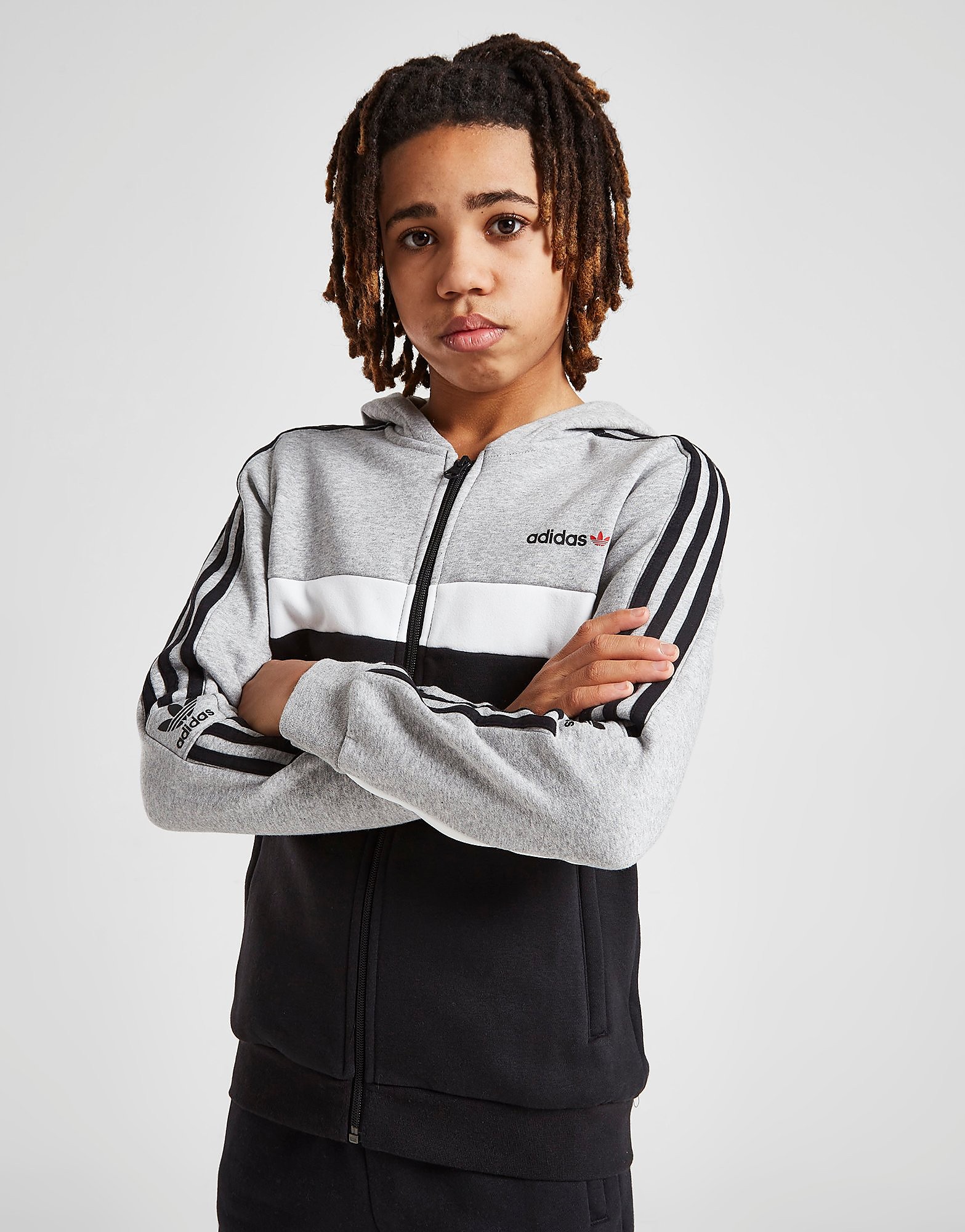 

adidas Originals Itasca Full Zip Hoodie Junior - Only at JD - Grey/Black - Kids, Grey/Black