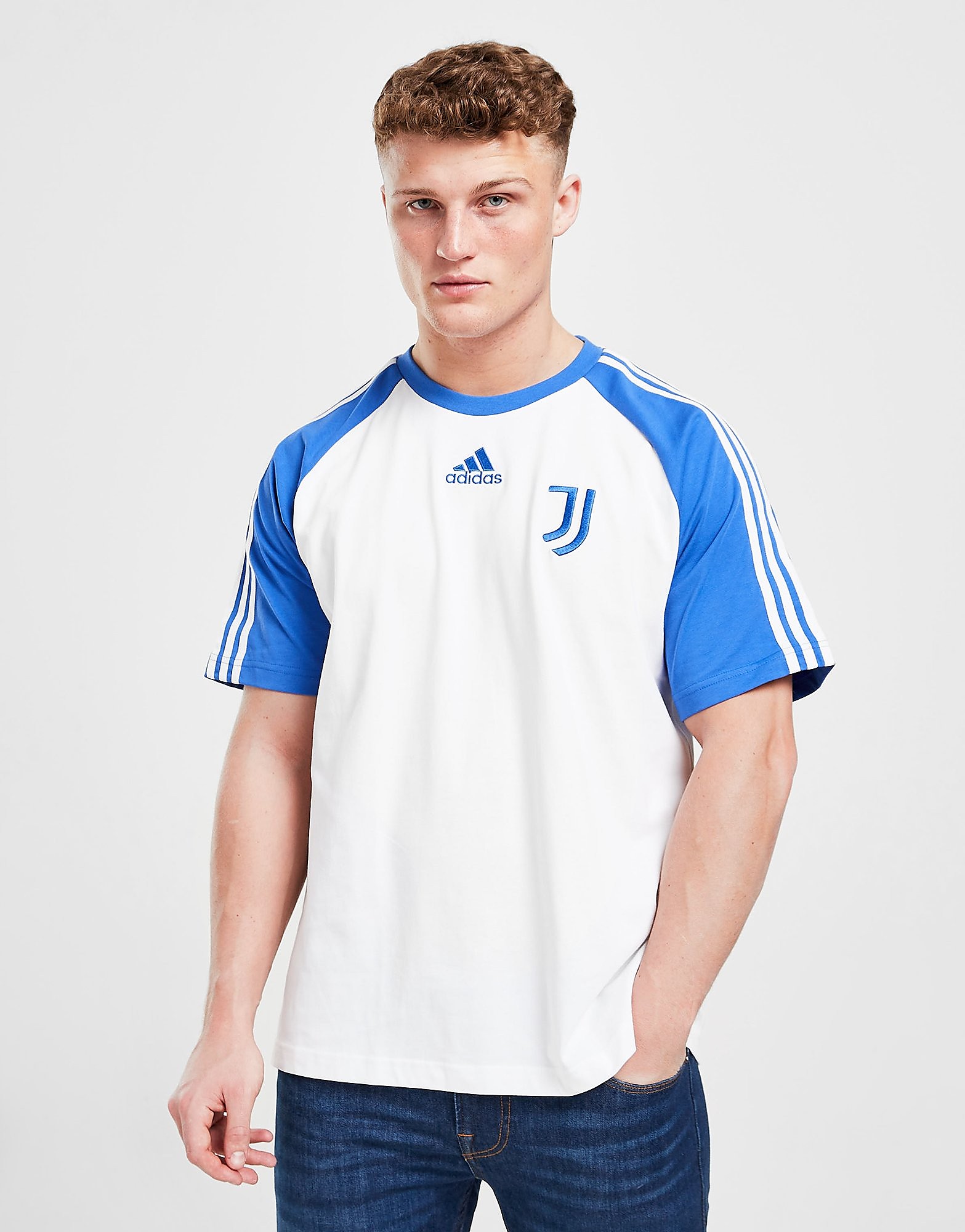 

adidas Juventus FC Teamgeist T-Shirt - White / Hi-Res Blue - Mens, White / Hi-Res Blue