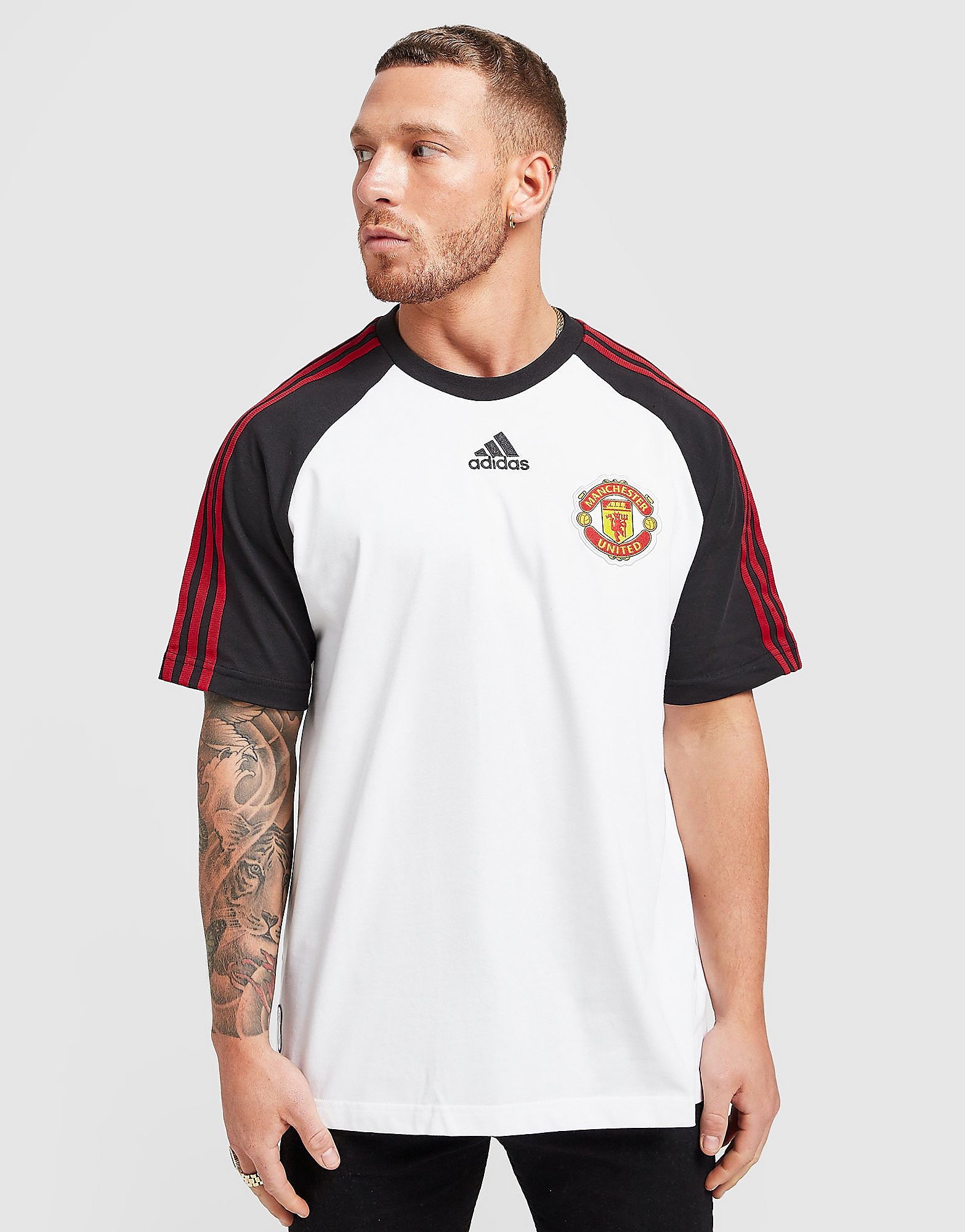 

adidas Manchester United FC Teamgeist T-Shirt - White / Black/Black - Mens, White / Black/Black