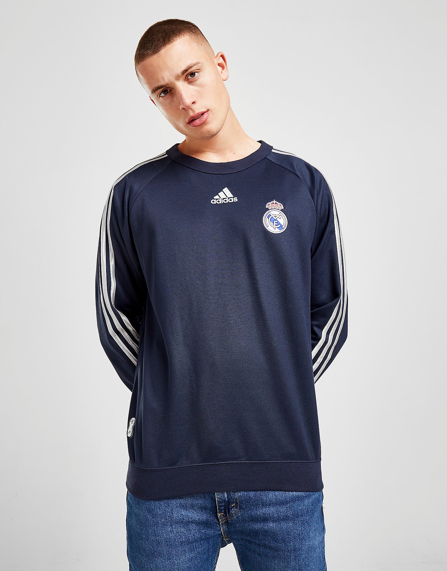

adidas Real Madrid Teamgeist Crew Sweatshirt - Night Navy - Mens, Night Navy