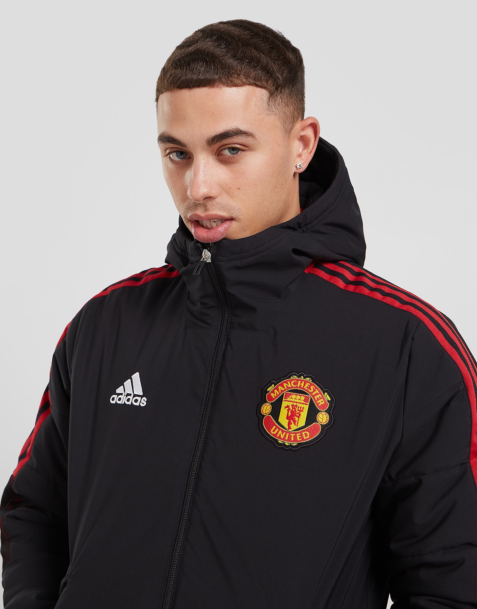 adidas Manchester United FC Teamgeist Padded Jacket - Black - Mens, Black