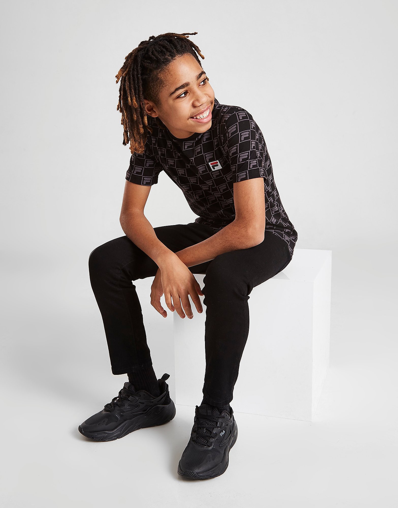 

Fila Godfrey All Over Print T-Shirt Junior - Only at JD - Black - Kids, Black