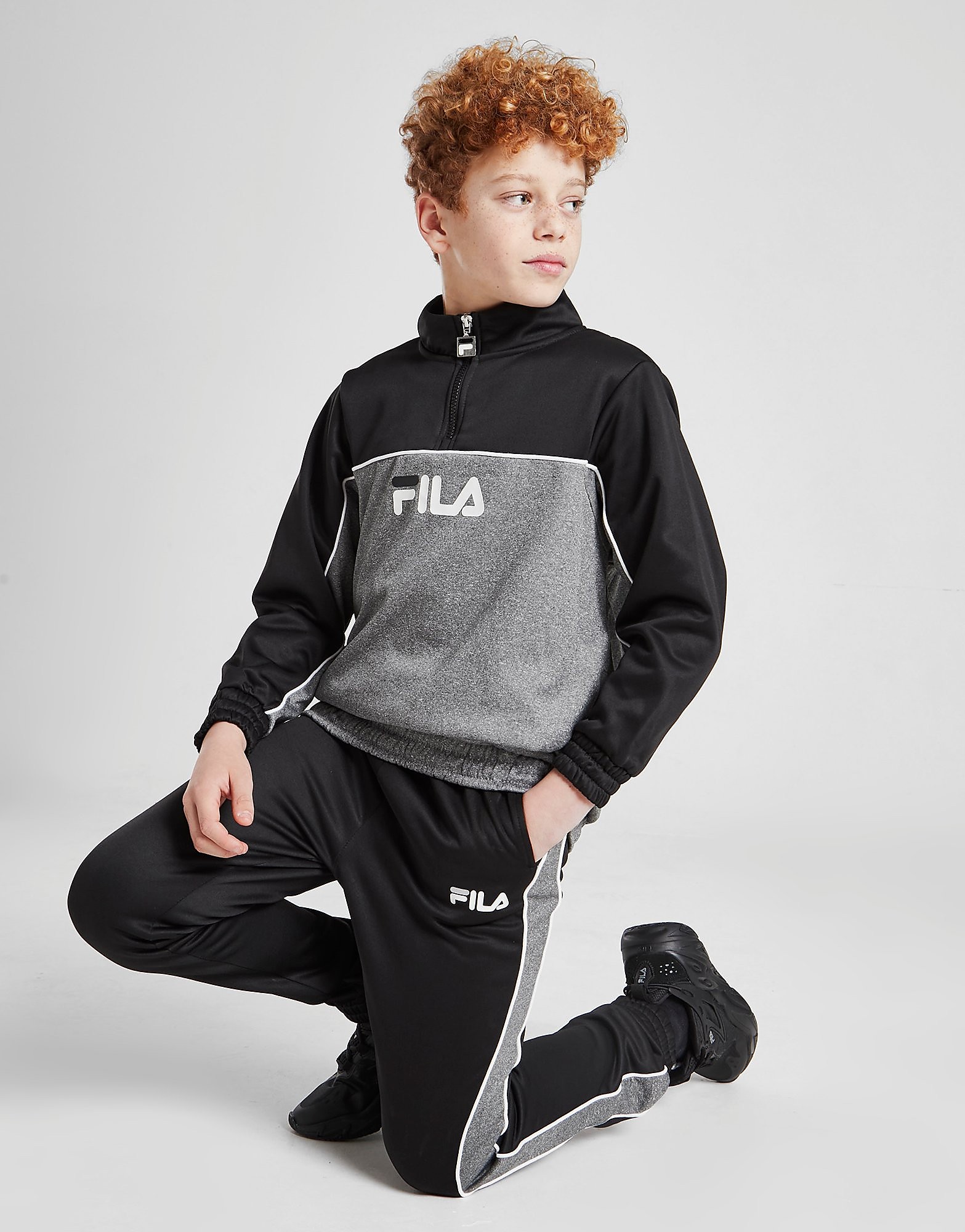 Fila Wiley Colour Block Tracksuit Junior - Only at JD - Black - Kids, Black