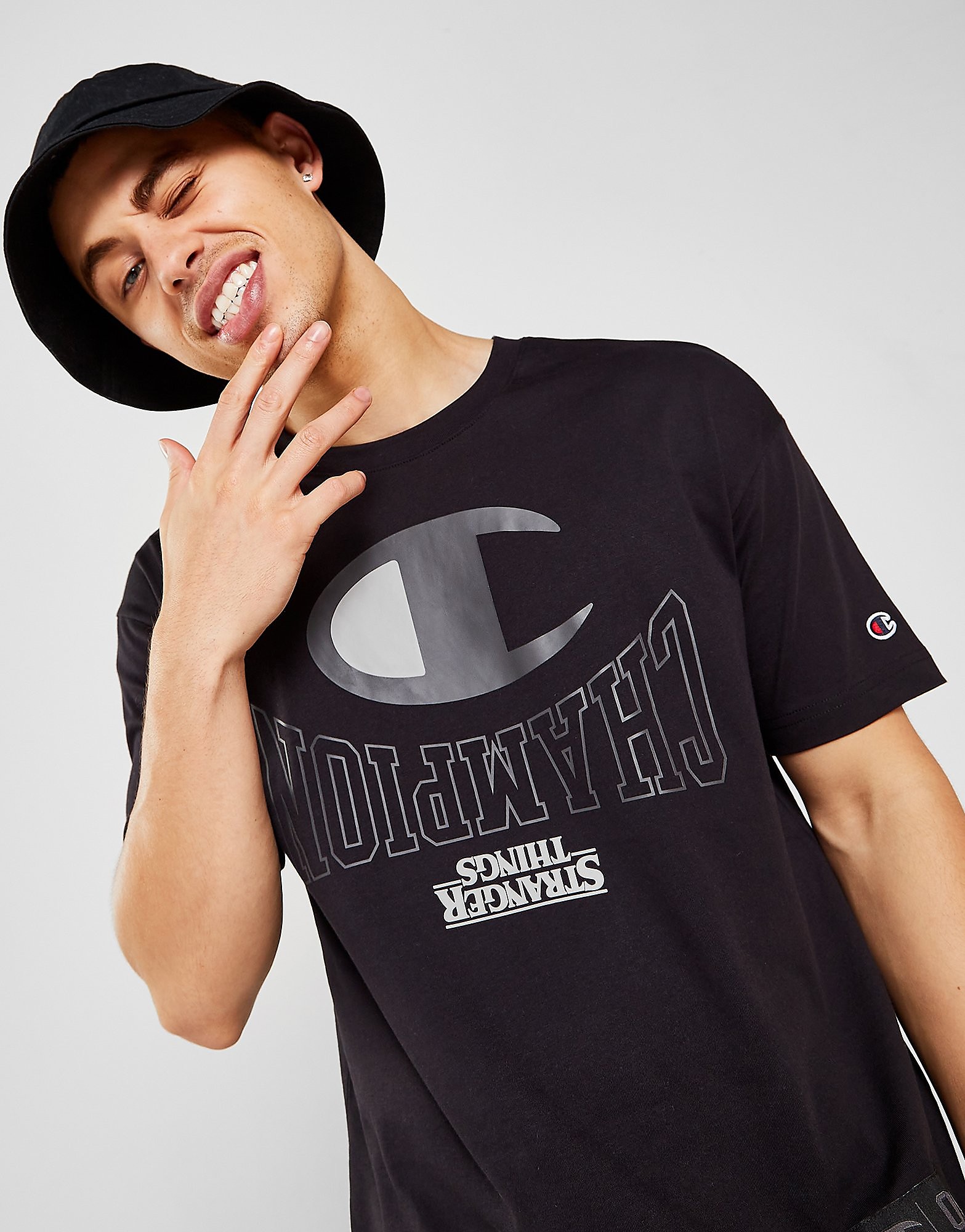 

Champion x Stranger Things Champion Large Logo T-Shirt - Black - Mens, Black