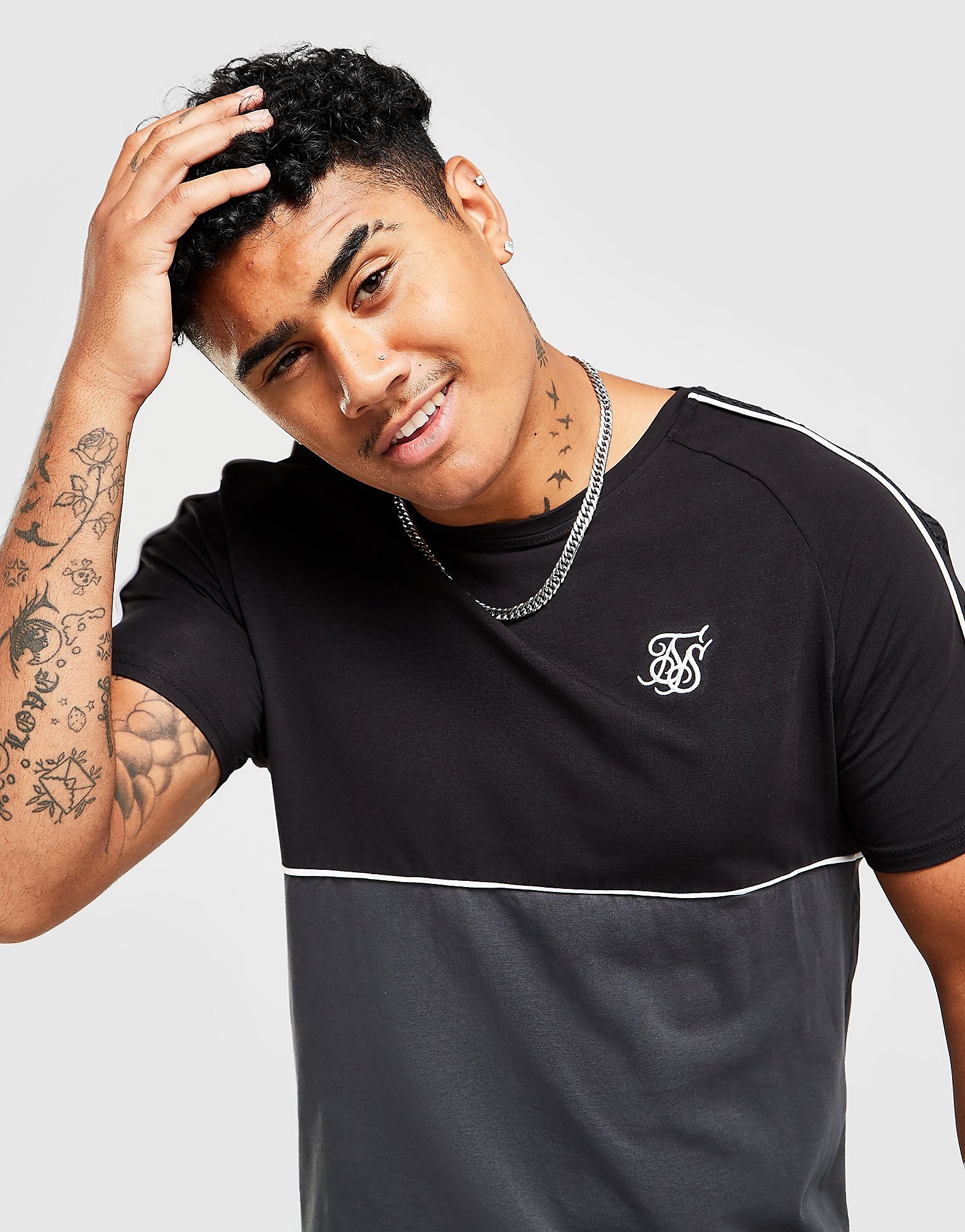 

SikSilk Raglan T-Shirt - Black - Mens, Black