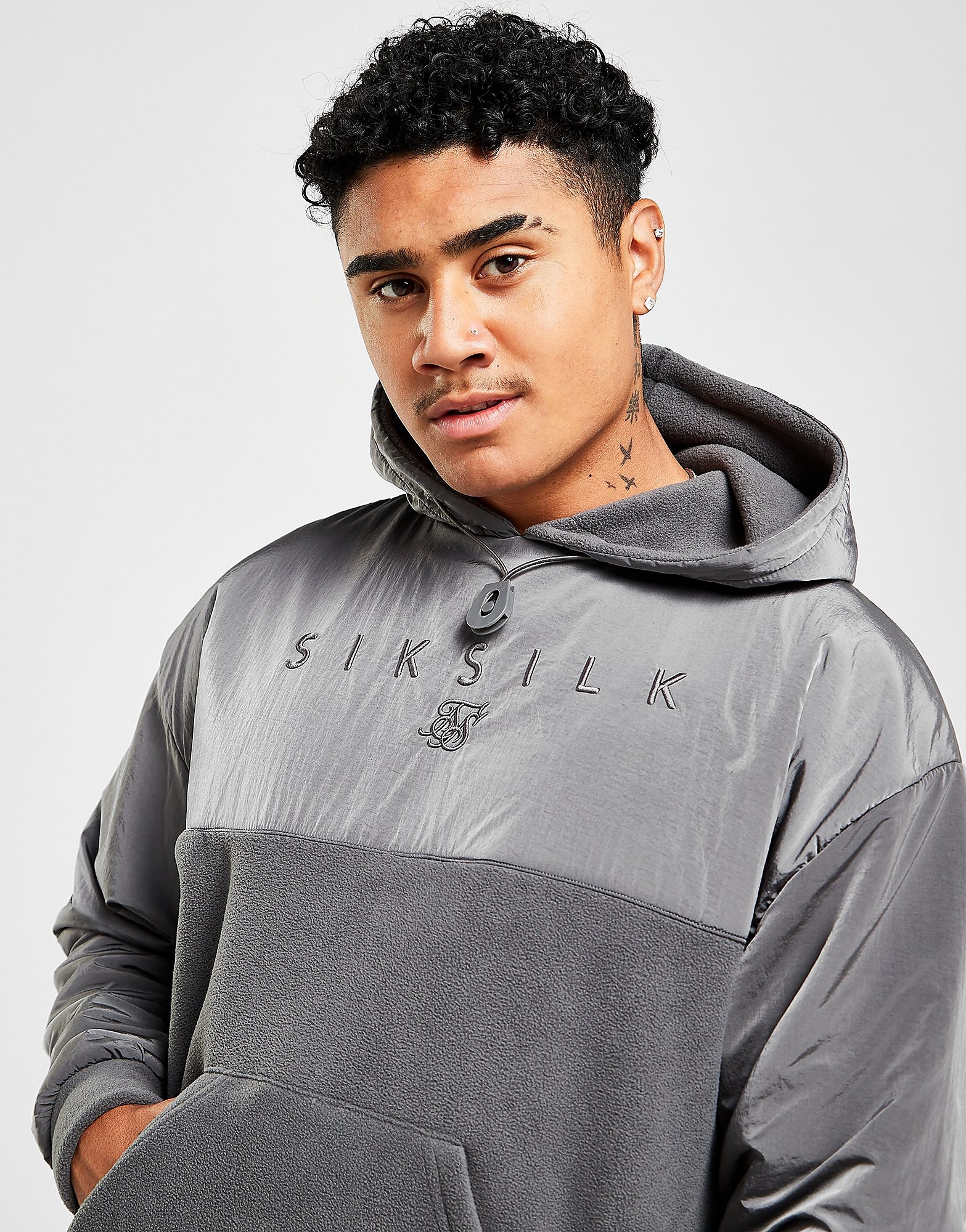 

SikSilk Hybrid Overhead Hoodie - Grey - Mens, Grey