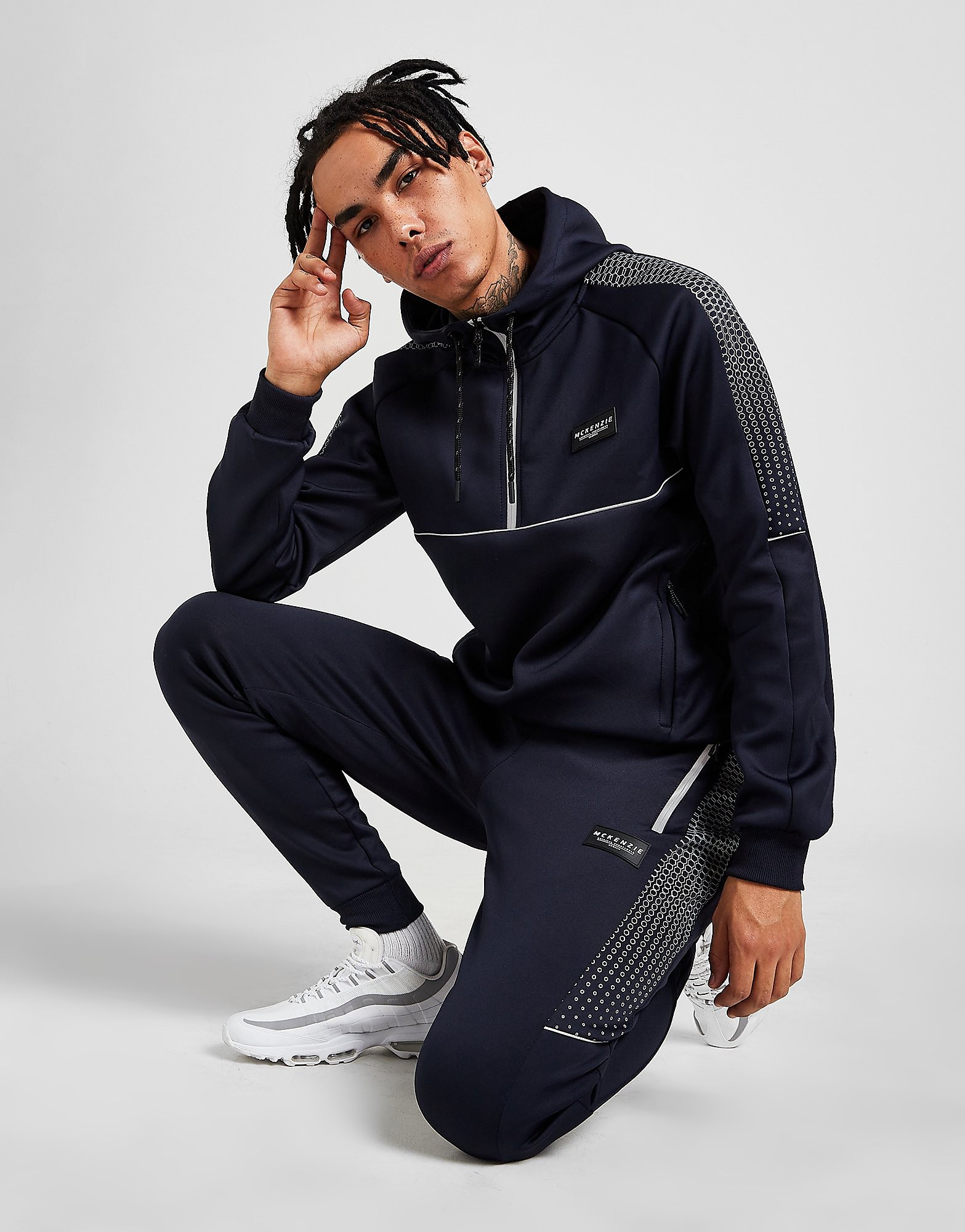 

McKenzie Kaiden Poly 1/4 Zip Hooded Tracksuit - Only at JD - Blue - Mens, Blue
