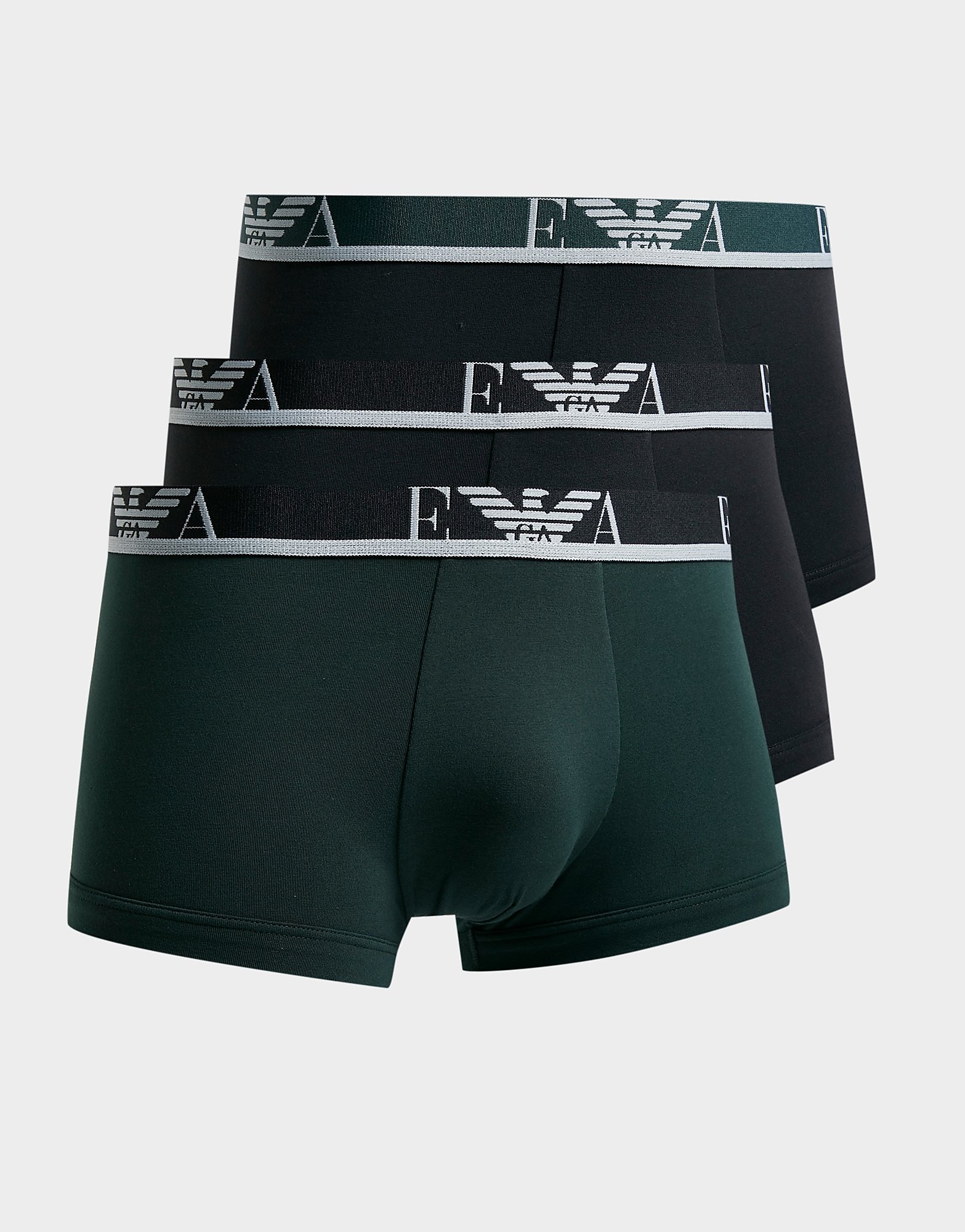 

Emporio Armani Loungewear 3 Pack Trunks - Black/Green - Mens, Black/Green