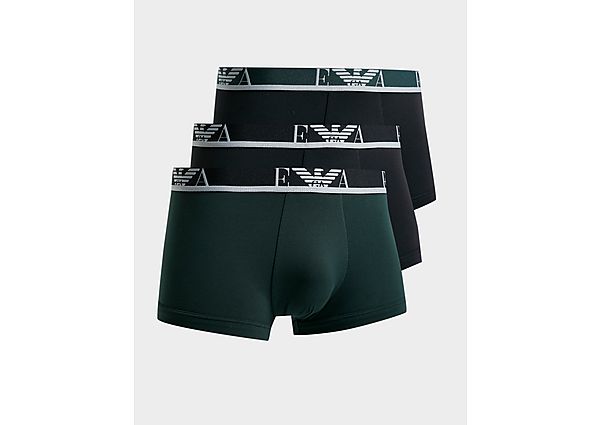Emporio Armani Loungewear 3 Pack Trunks - Black/Green - Mens, Black/Green