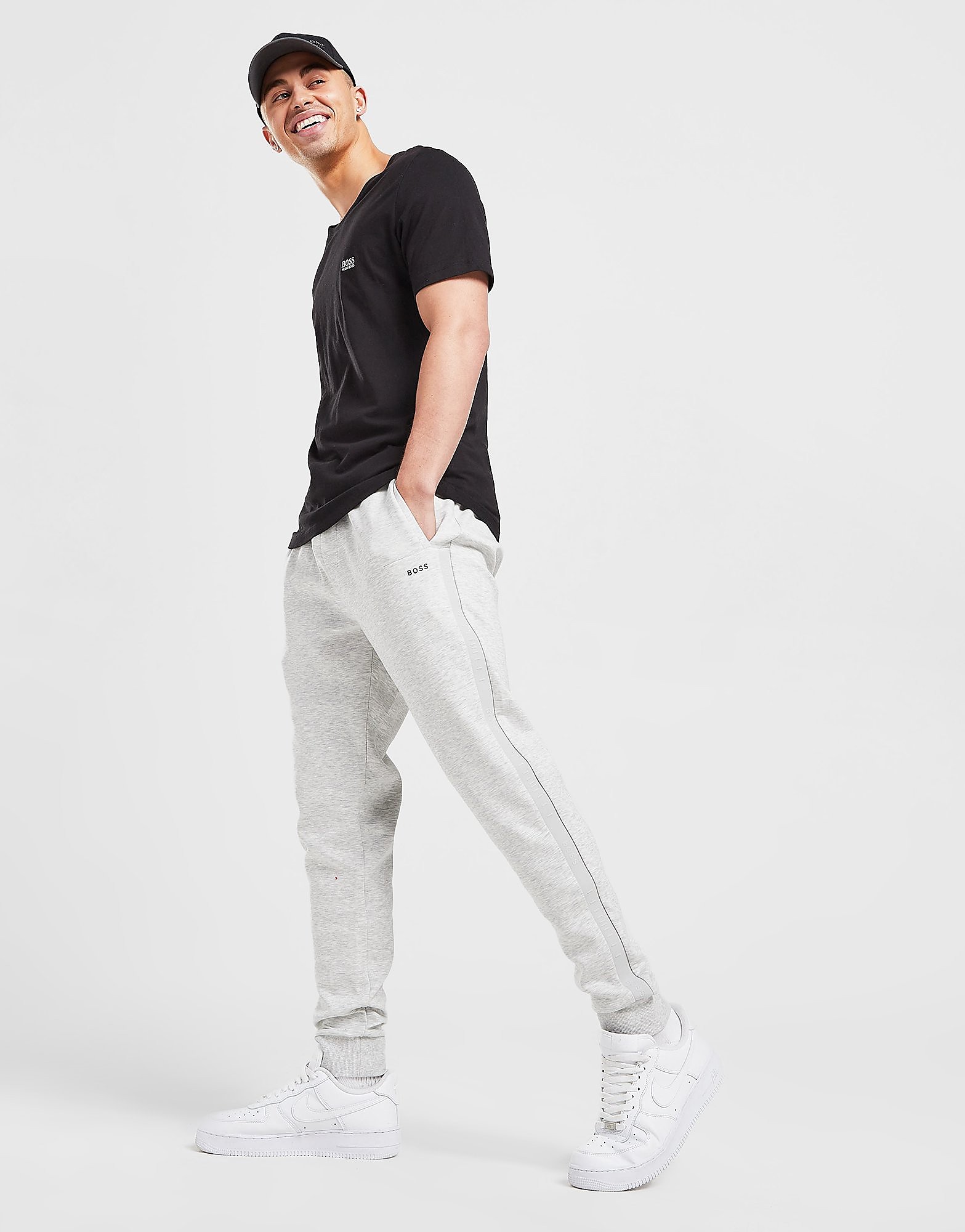 BOSS Hadiko Tape Joggers - Grey - Mens, Grey