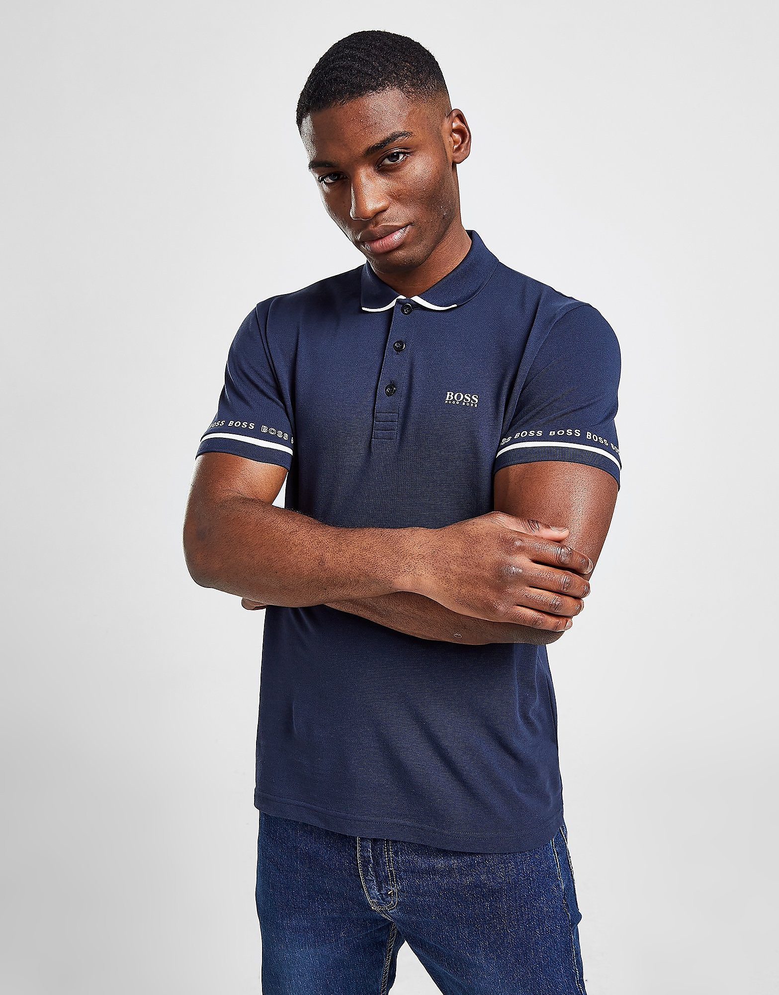 

BOSS Repeat Tape Polo Shirt - Blue - Mens, Blue
