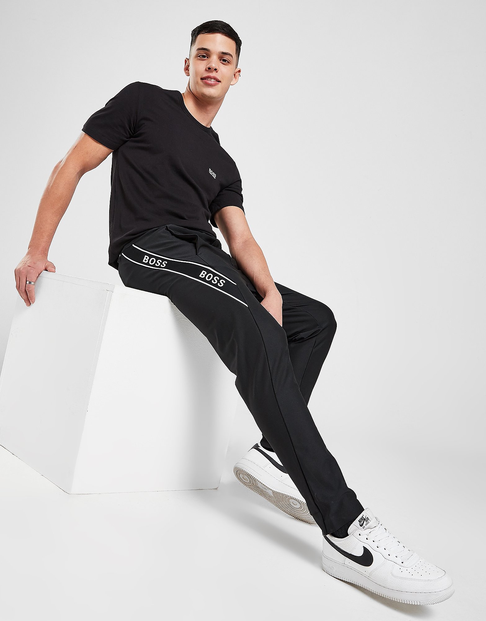 

BOSS Hicon Tape Gym Track Pants - Black - Mens, Black