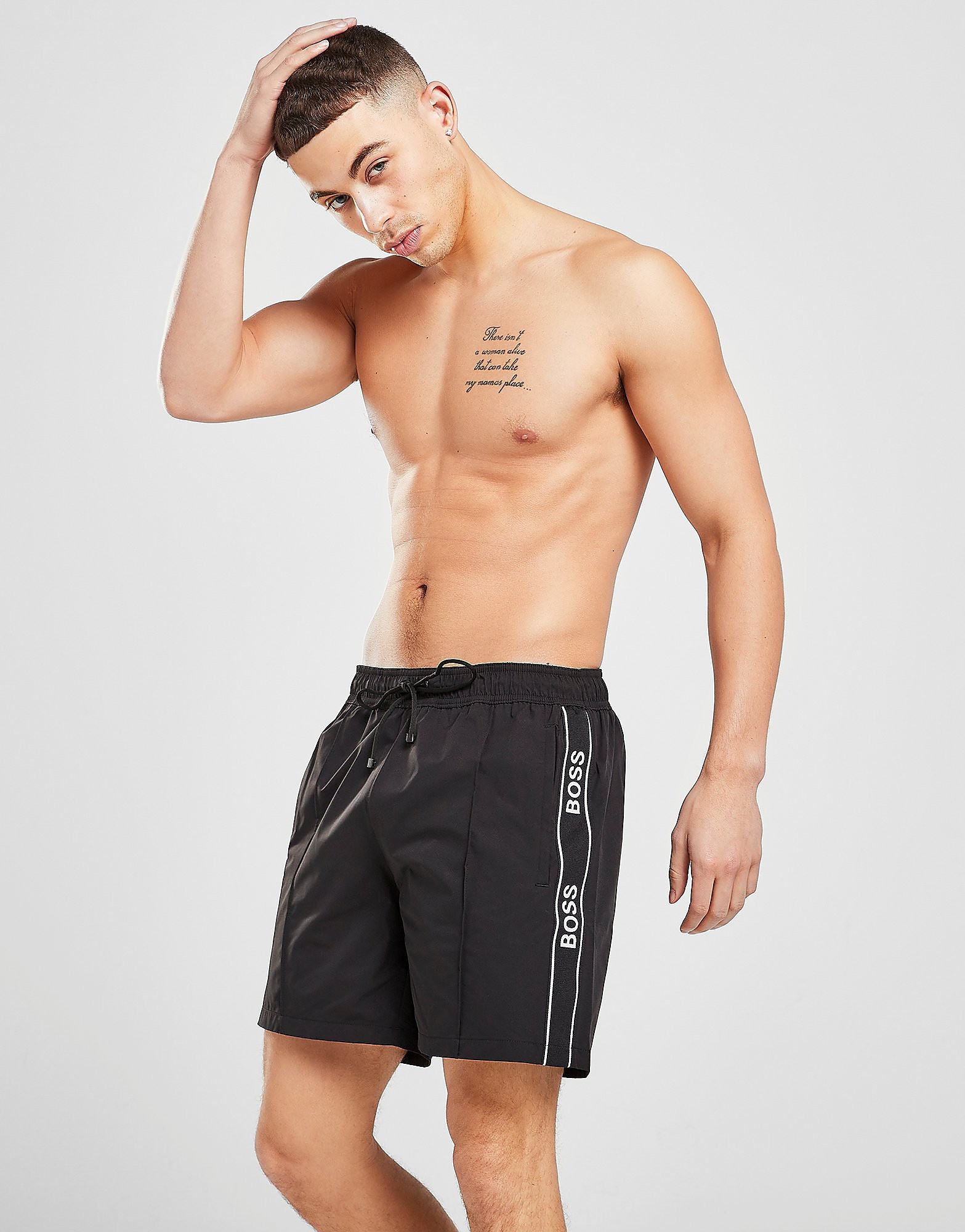

BOSS Tape Swim Shorts - Black - Mens, Black