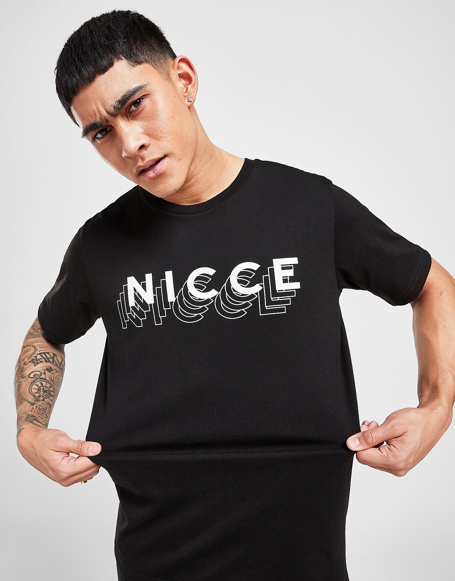 

Nicce Offset T-Shirt - Black - Mens, Black