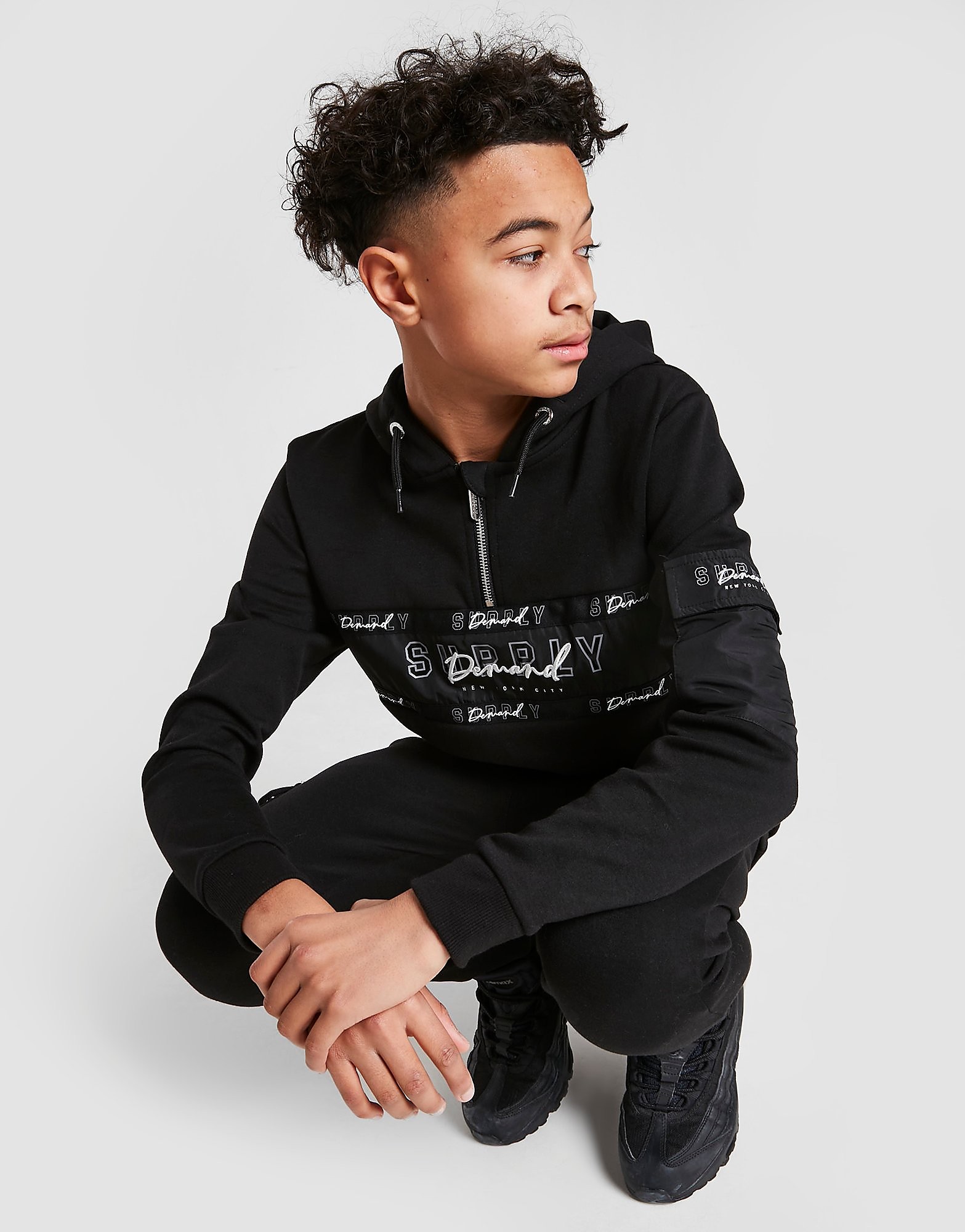 

Supply & Demand Runway 1/2 Zip Tape Hoodie Junior - Black - Kids, Black