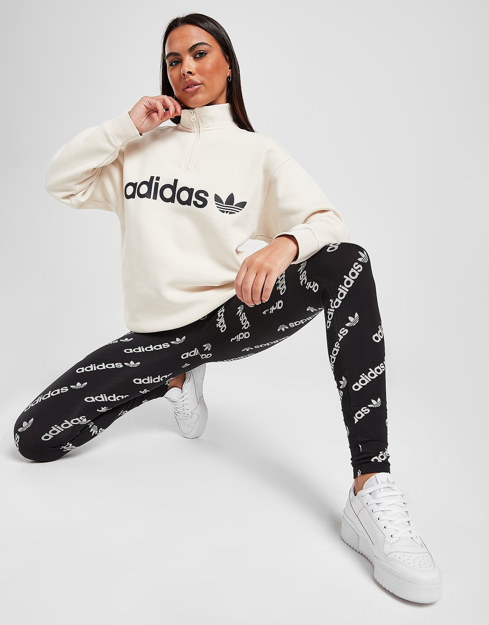

adidas Originals All Over Print Leggings - Black - Womens, Black