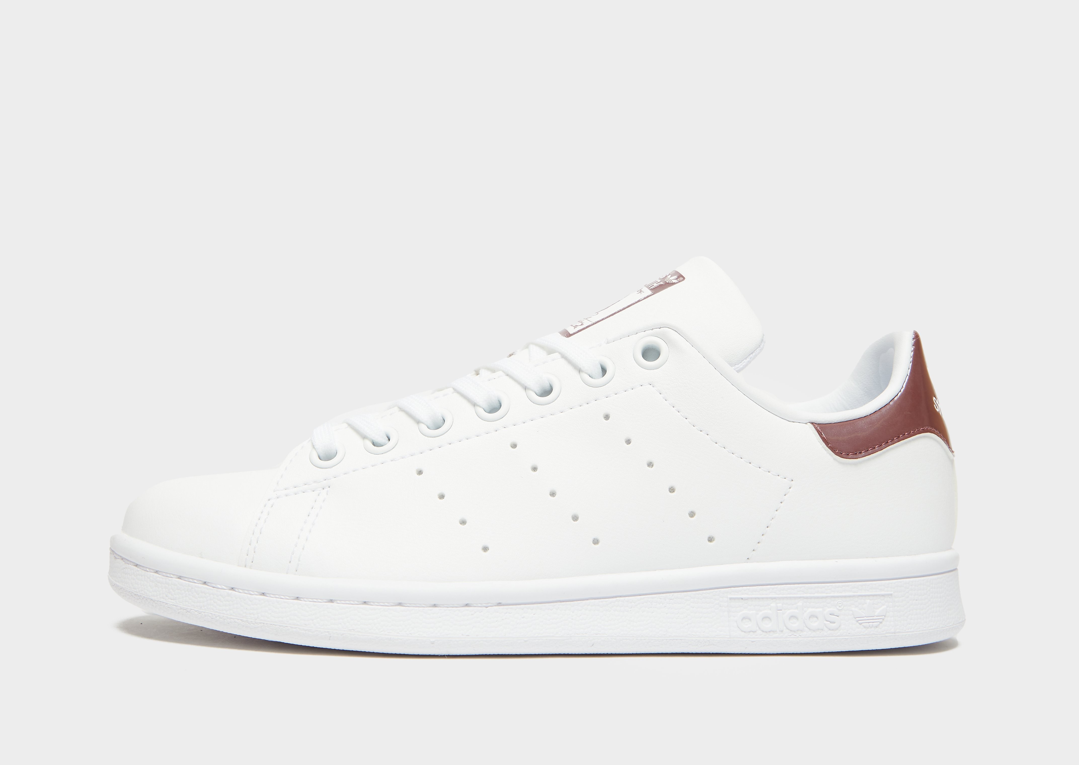 adidas Originals Stan Smith Junior - Cloud White / Cloud White / Burgundy - Kids, Cloud White / Cloud White / Burgundy