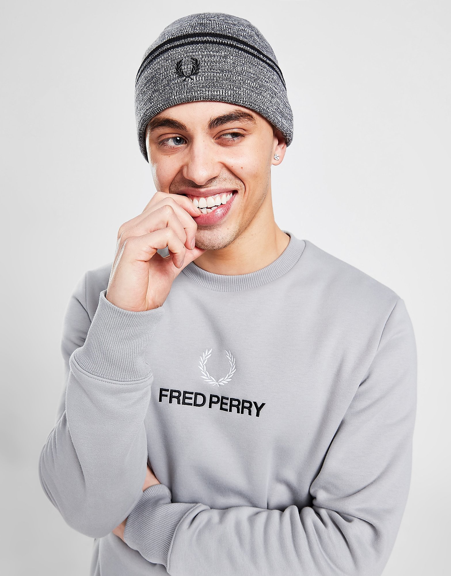 

Fred Perry Twin Tip Beanie Hat - Grey - Mens, Grey