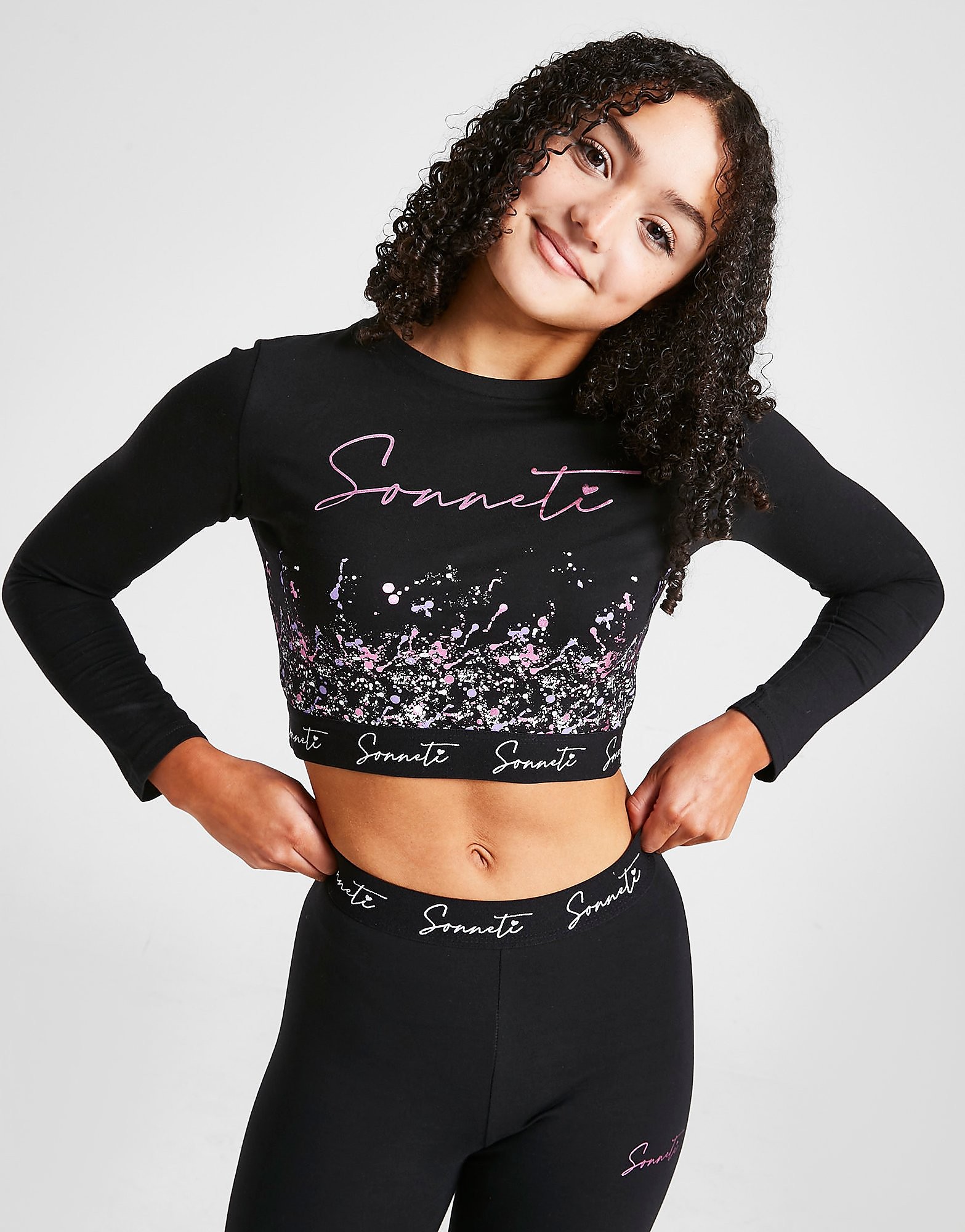 

Sonneti Girls' Paint Splash Long Sleeve T-Shirt Junior - BLACK - Kids, BLACK