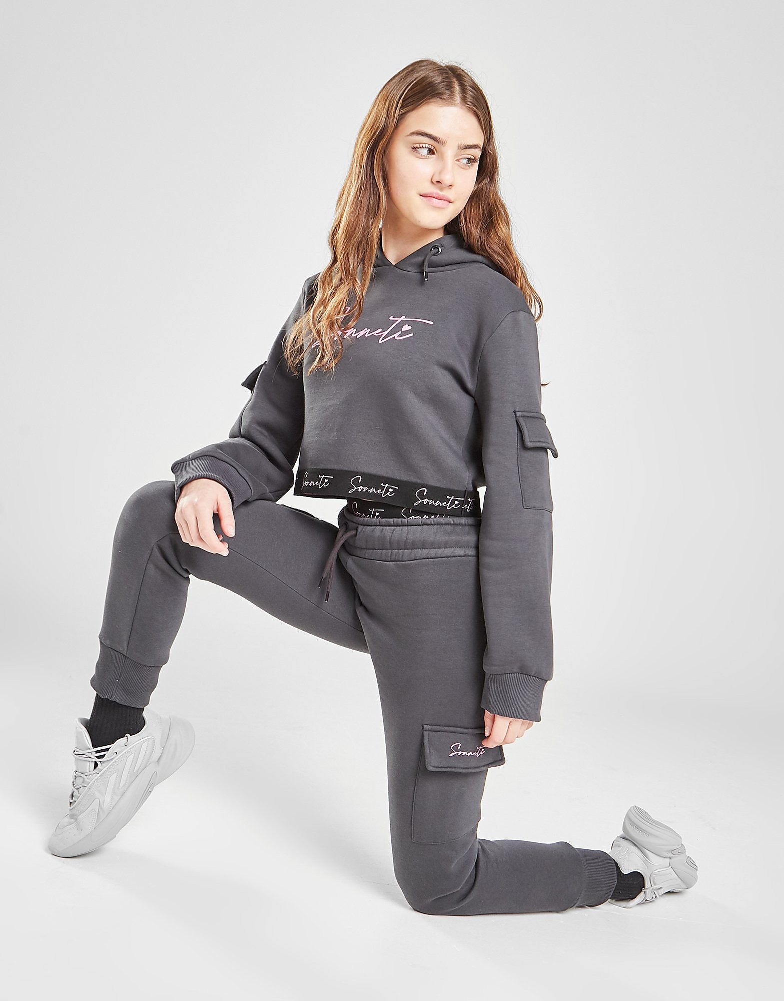 

Sonneti Girls' Cargo Tape Joggers Junior - Grey - Kids, Grey